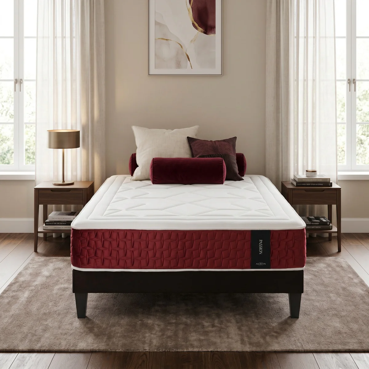Ensemble Passion - Matelas + Sommier - Gris Anthracite - Blanc - Image 2