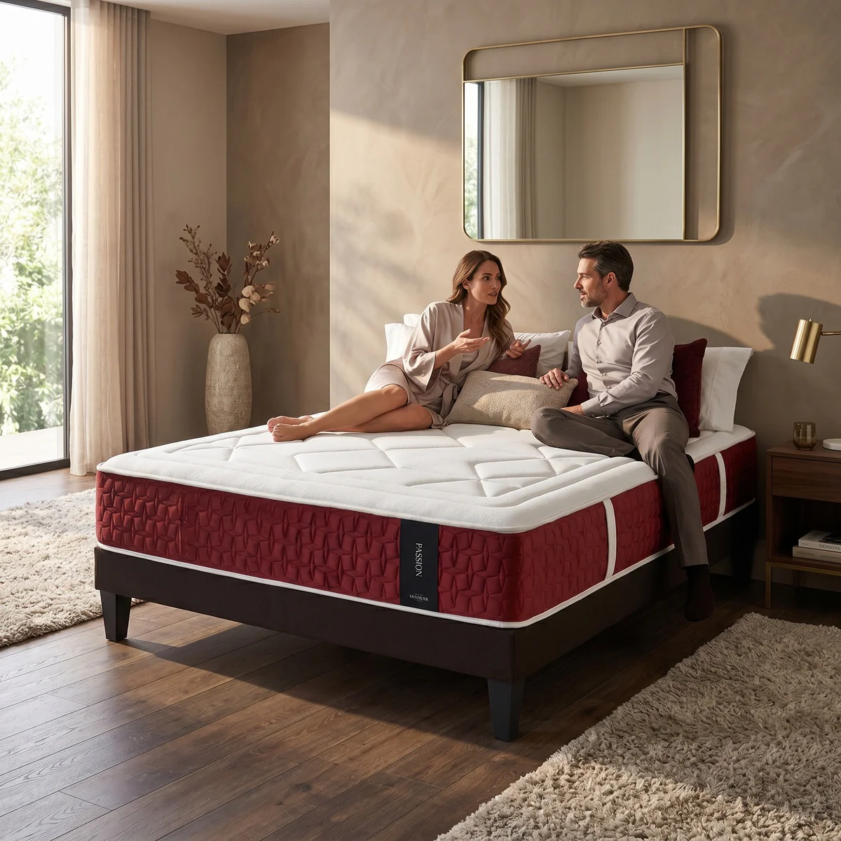 Ensemble Passion - Matelas + Sommier - Gris Anthracite - Blanc - Image 3