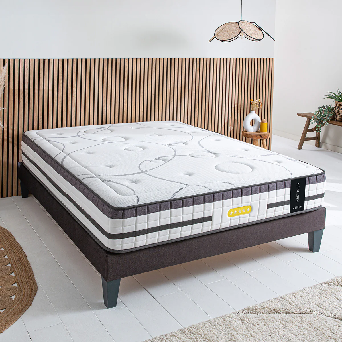 Ensemble Passion - Matelas + Sommier - Gris Anthracite - Blanc - Image 6