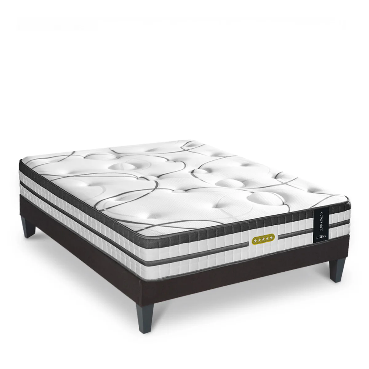 Ensemble Passion - Matelas + Sommier - Gris Anthracite - Blanc - Image 9