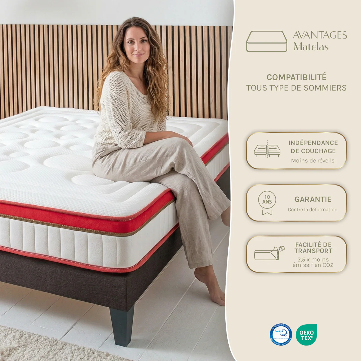 Ensemble Supreme - Matelas + Sommier - Blanc - Image 3