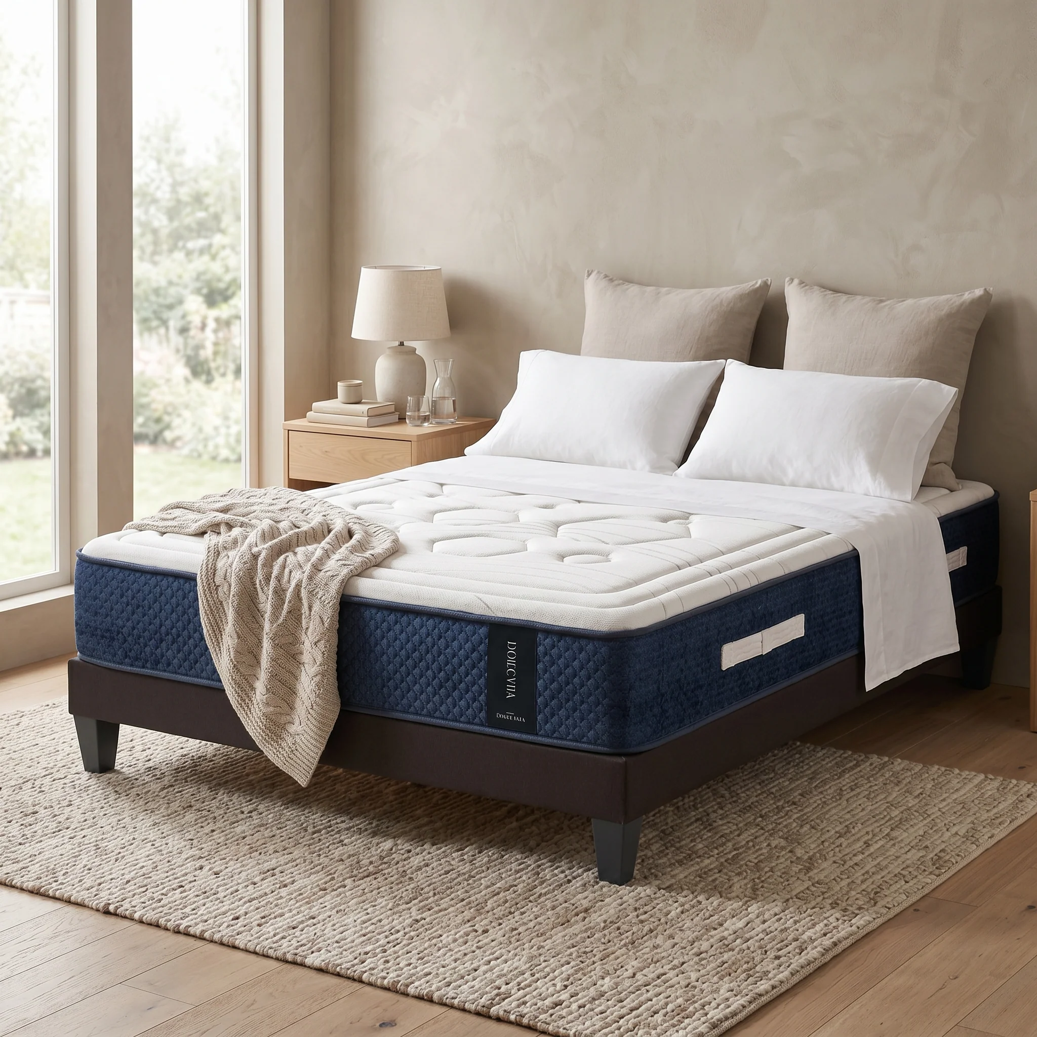 PACK Prêt À Dormir Dolce Vita - Matelas + Sommier + Accessoires - Tissu Gris - Image 2