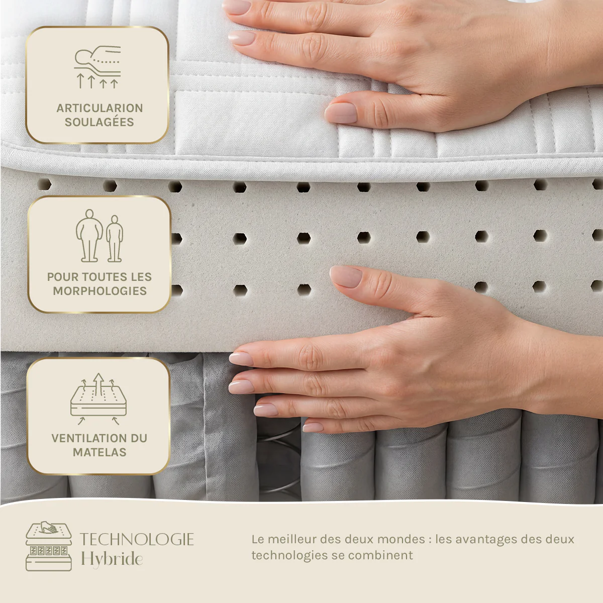 PACK Prêt À Dormir Dolce Vita - Matelas + Sommier + Accessoires - Tissu Gris - Image 4