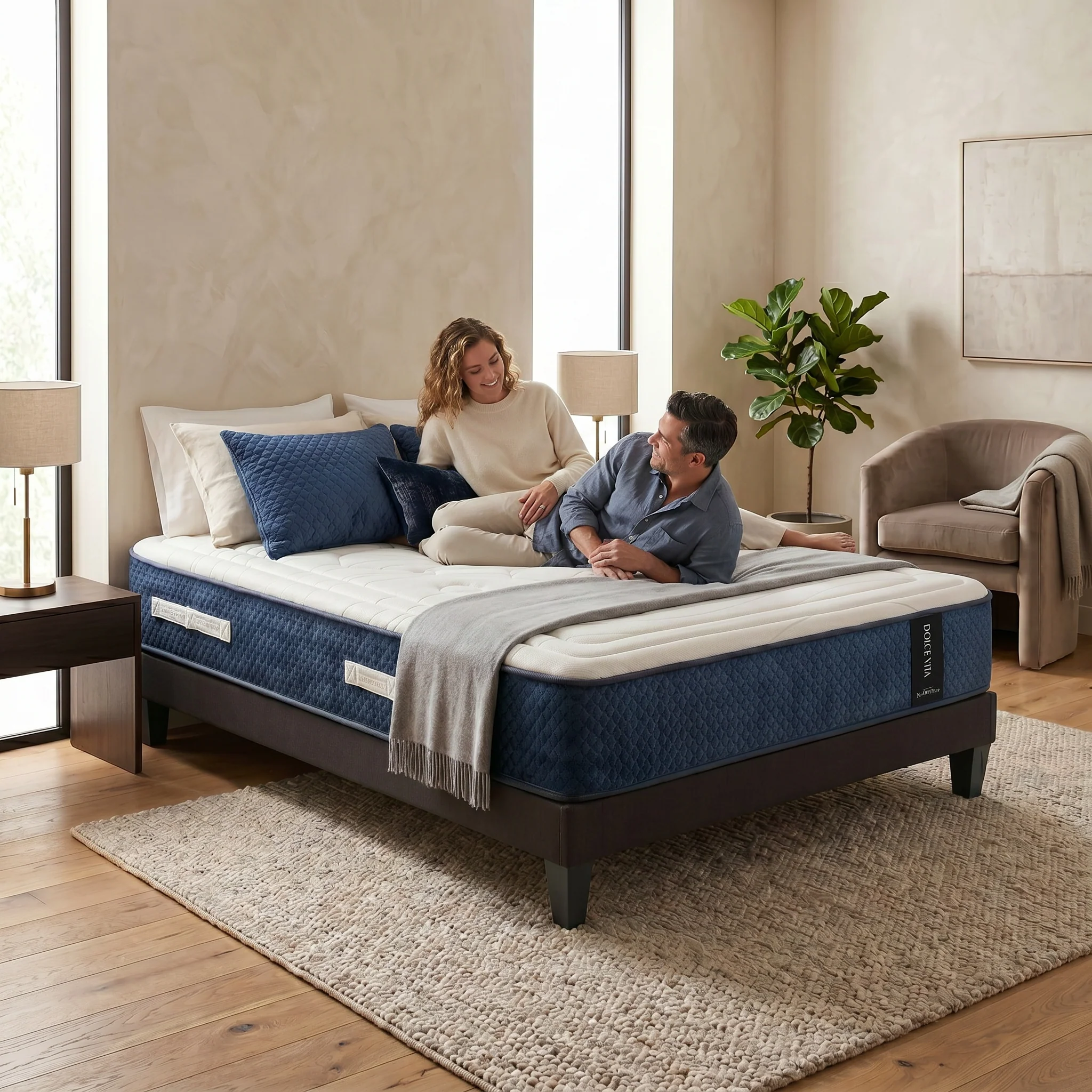 PACK Prêt À Dormir Dolce Vita - Matelas + Sommier + Accessoires - Tissu Gris - Image 8