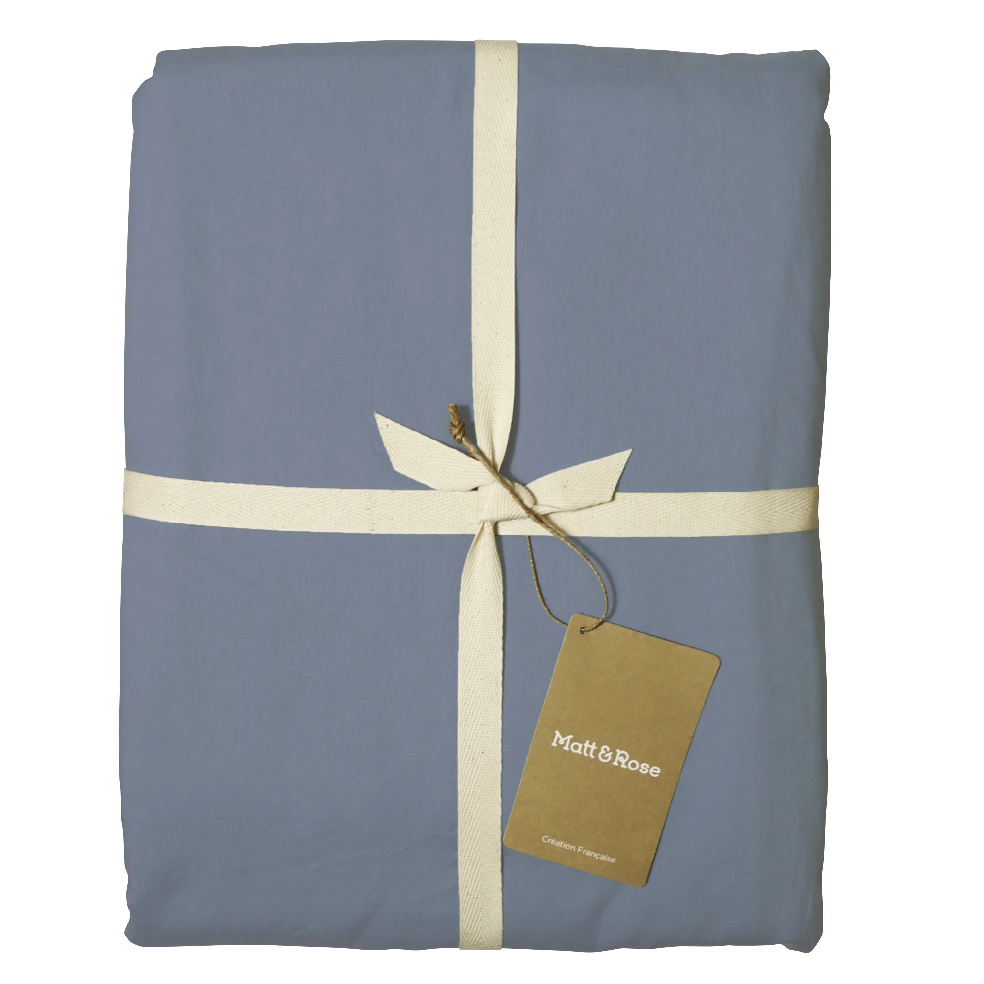 Drap Housse Coton Lavé Bleu Orage - Image 2