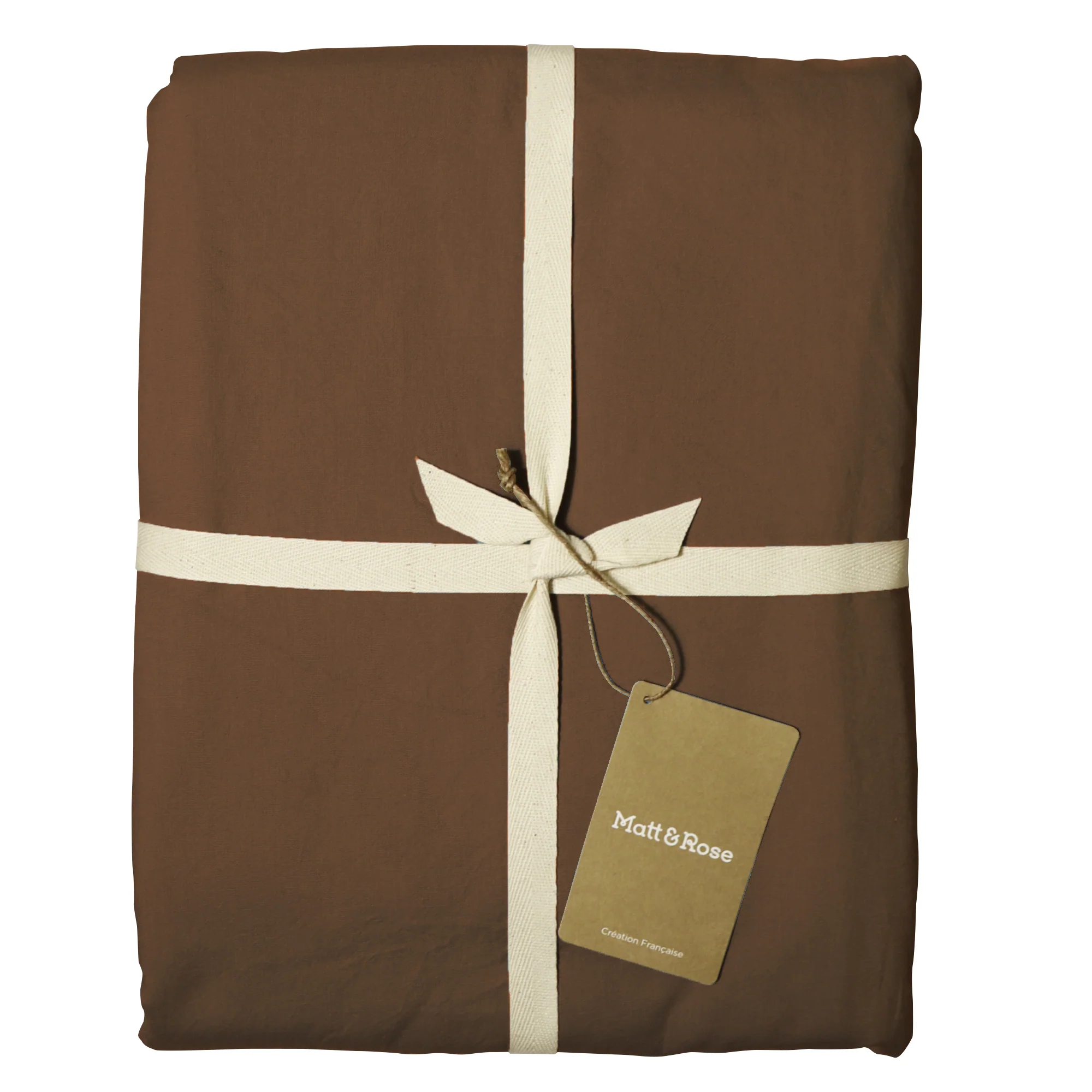 Drap Housse Coton Lavé Chocolat - Image 2