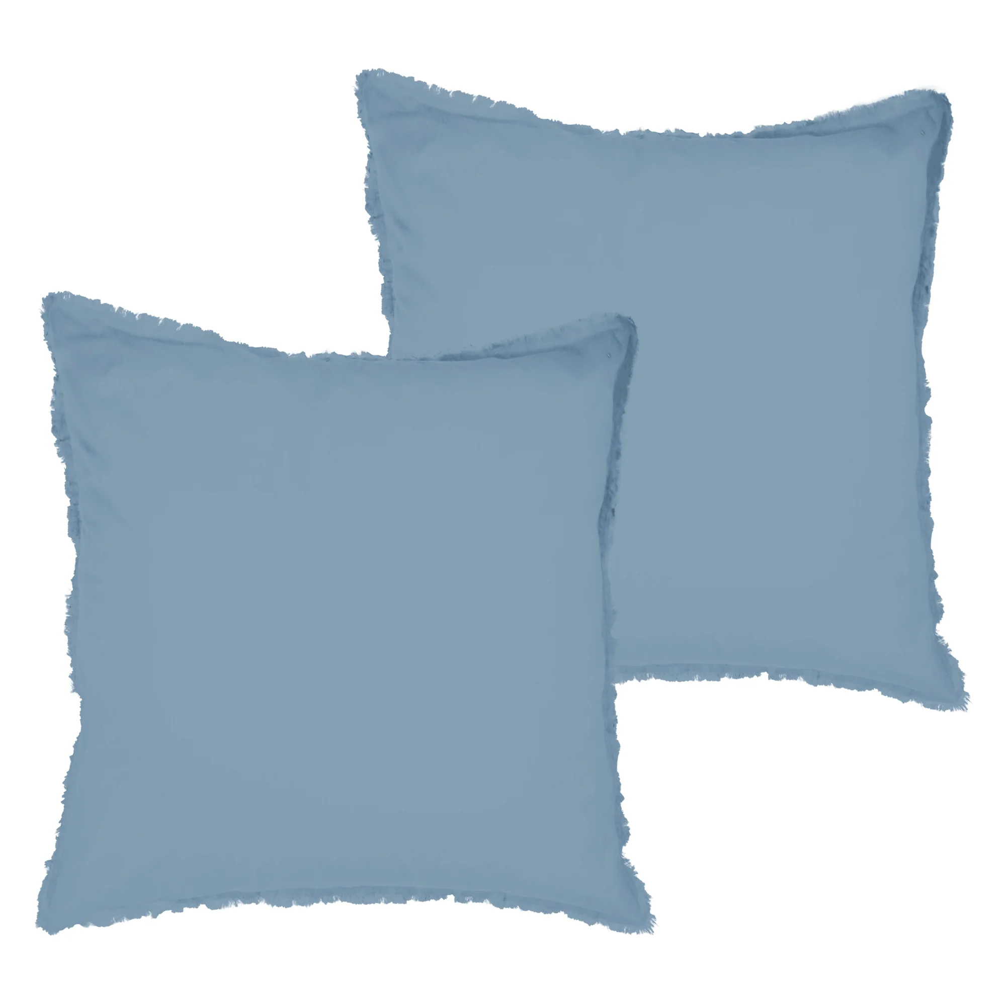Parure De Lit Complète - Housse de Couette et Taies d'Oreillers - Coton Lavé Bleu Orage - Image 5
