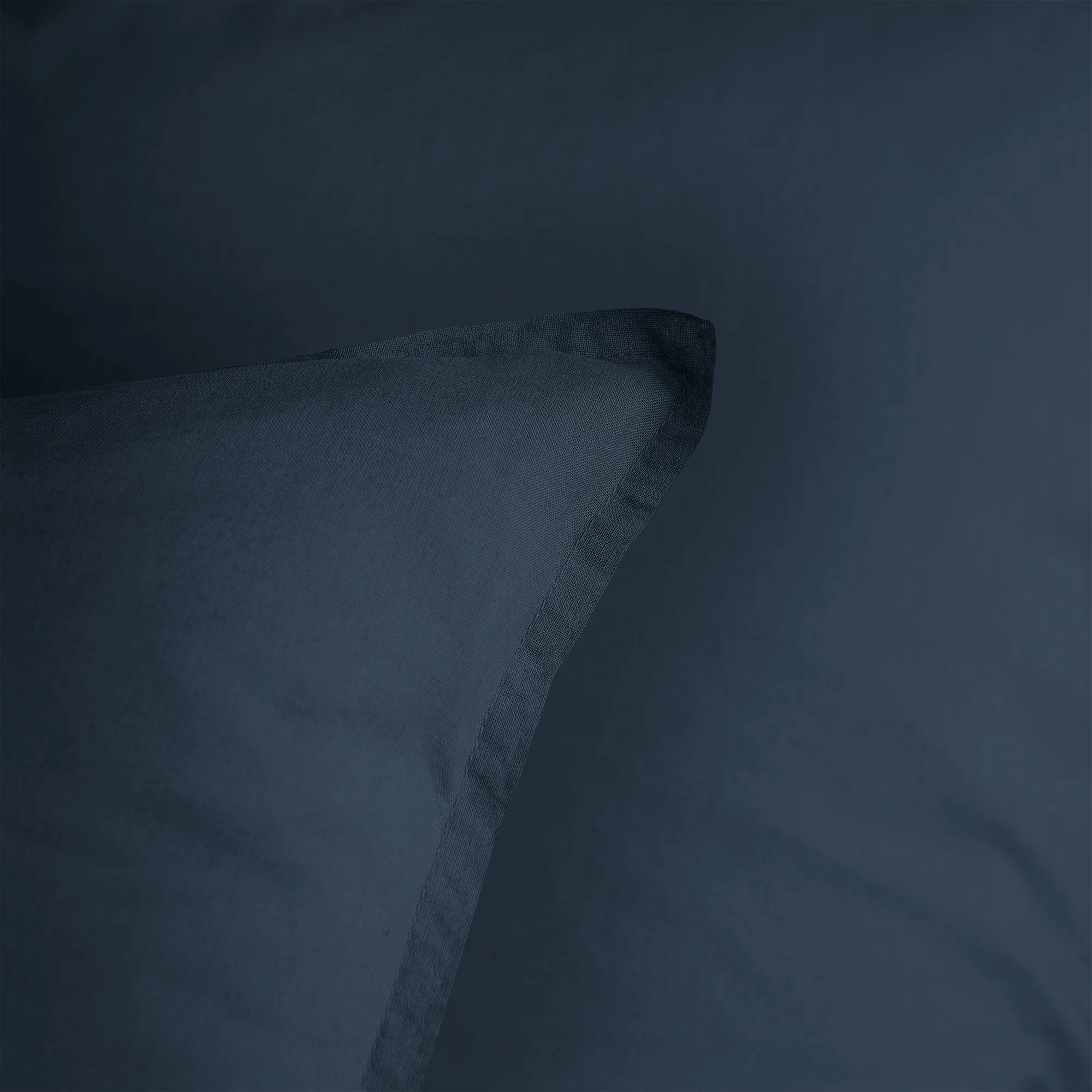 Housses De Couettes Et Taies D'Oreillers - Coton Lavé Volant Bleu Nuit - Image 3
