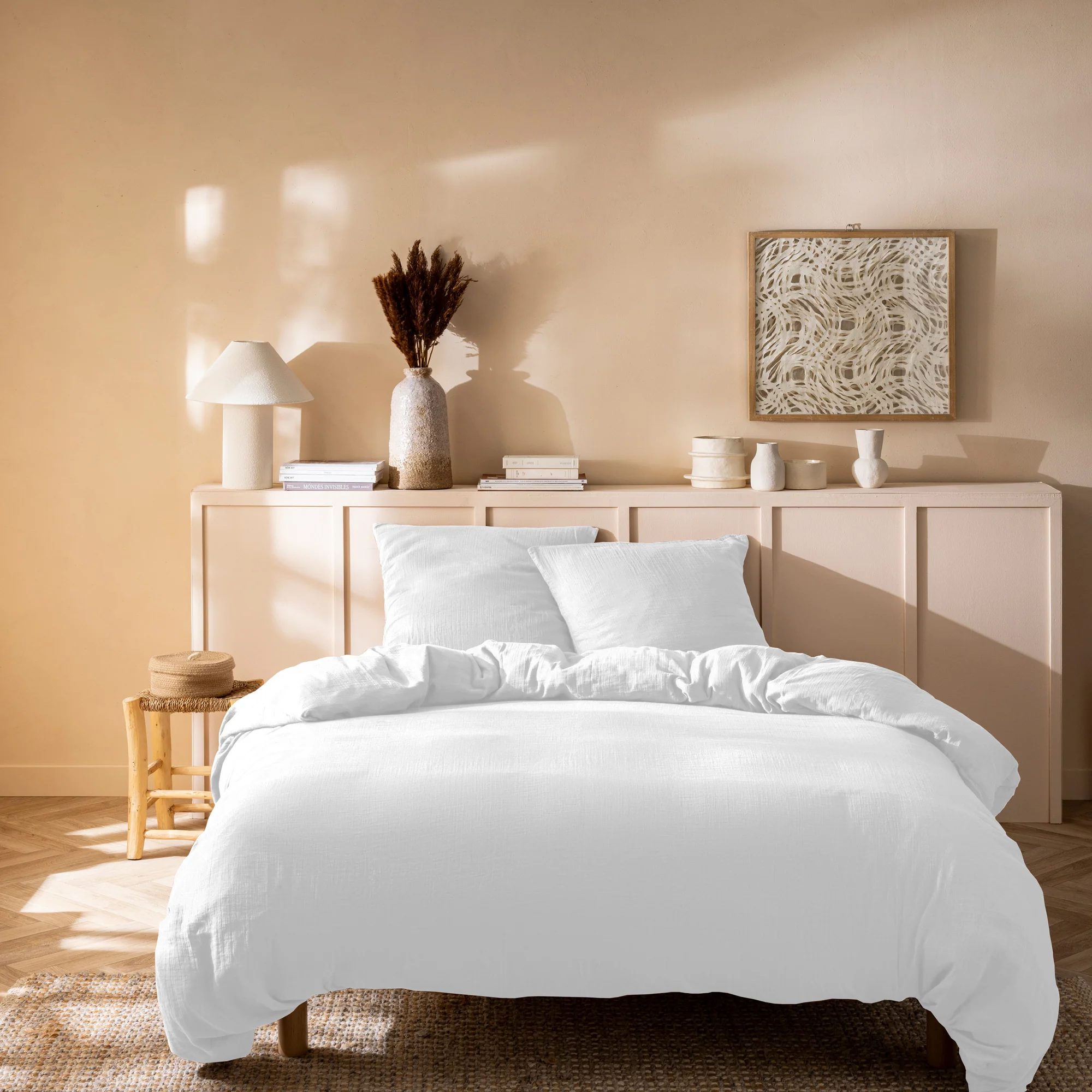 Housses De Couettes Et Taies D'Oreillers - Gaze De Coton Blanc - Image 2