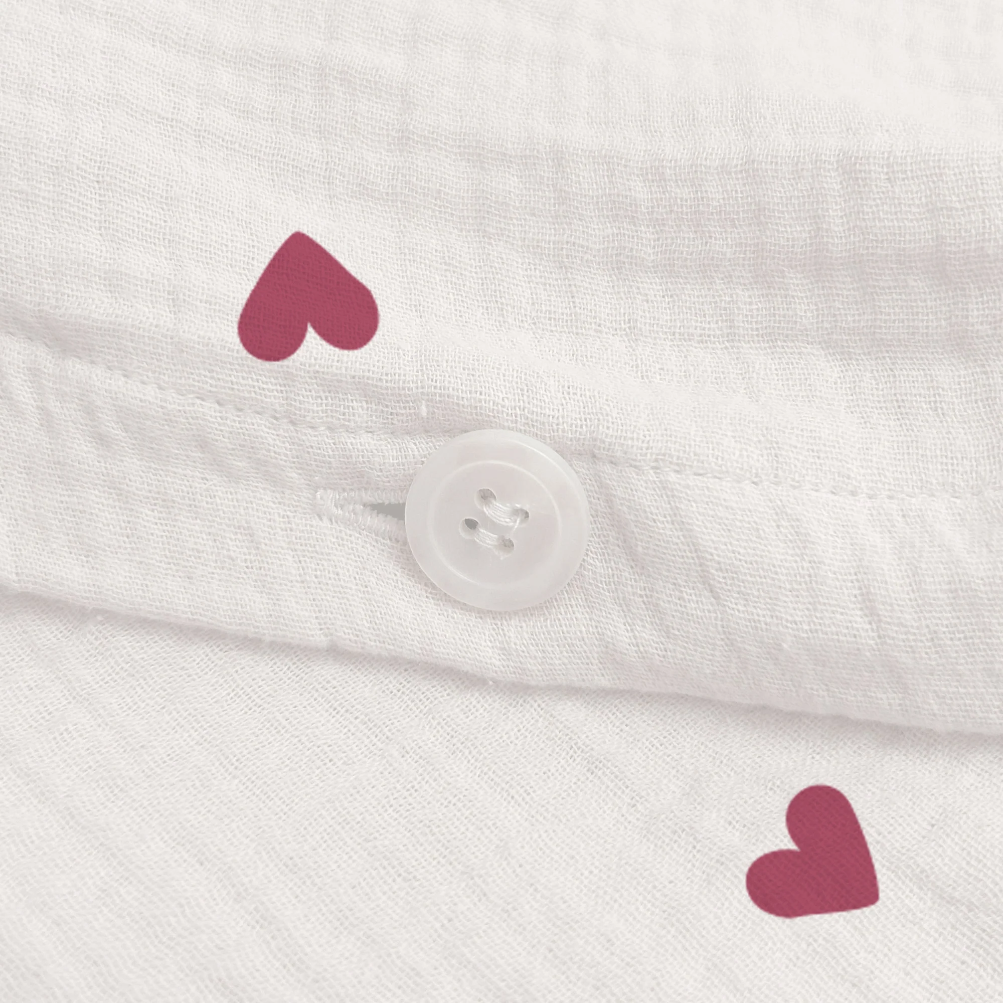 Housses De Couettes Et Taies D'Oreillers - Gaze De Coton Coeur - Blanc - Image 2
