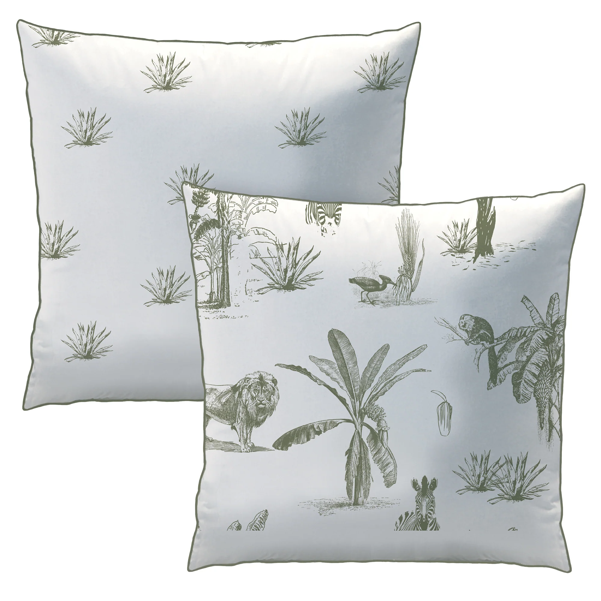 Housse De Couette Et Taies D'Oreillers - Safari Kaki - Blanc/Kaki - Image 4