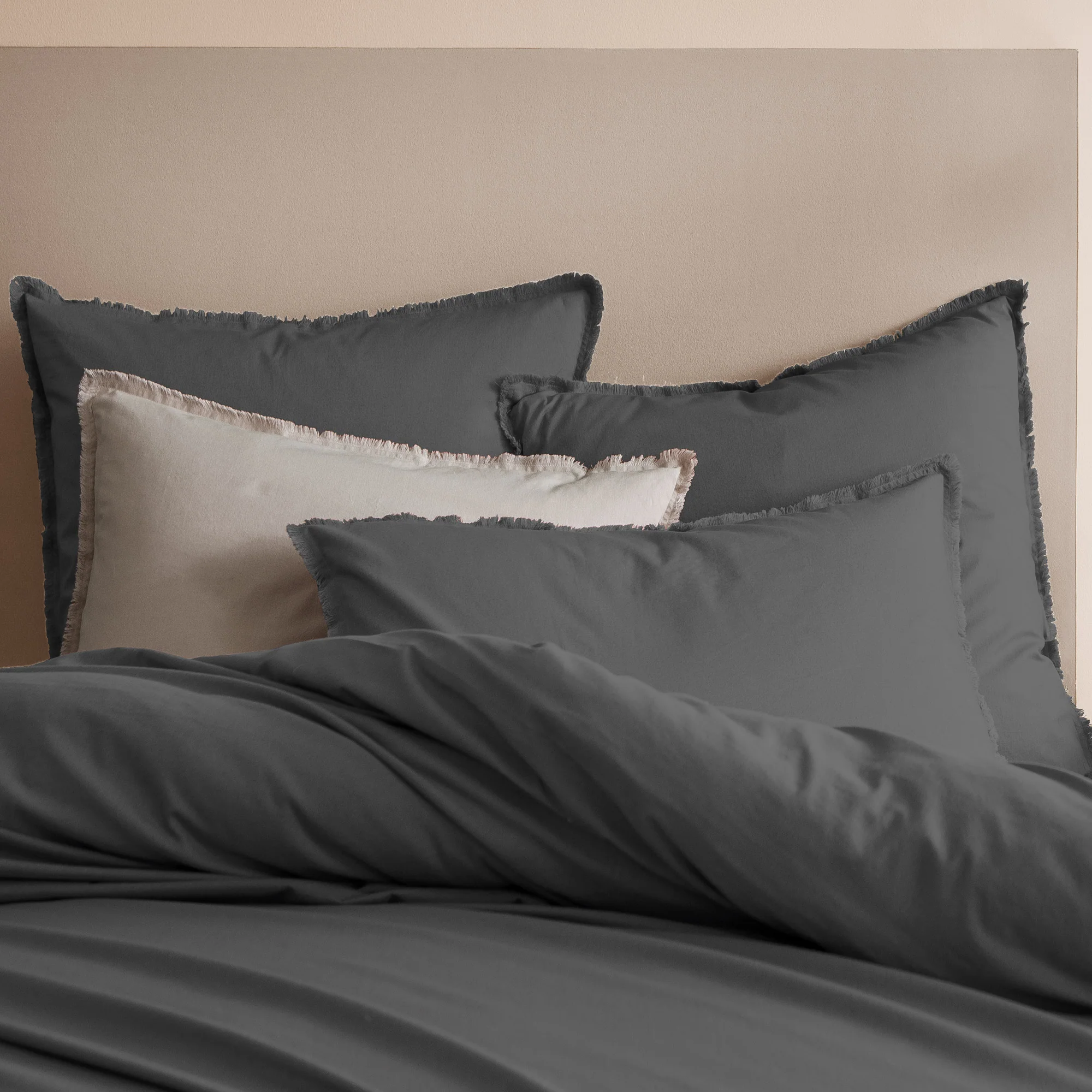 Housse De Couette Coton Lavé Anthracite - Image 4