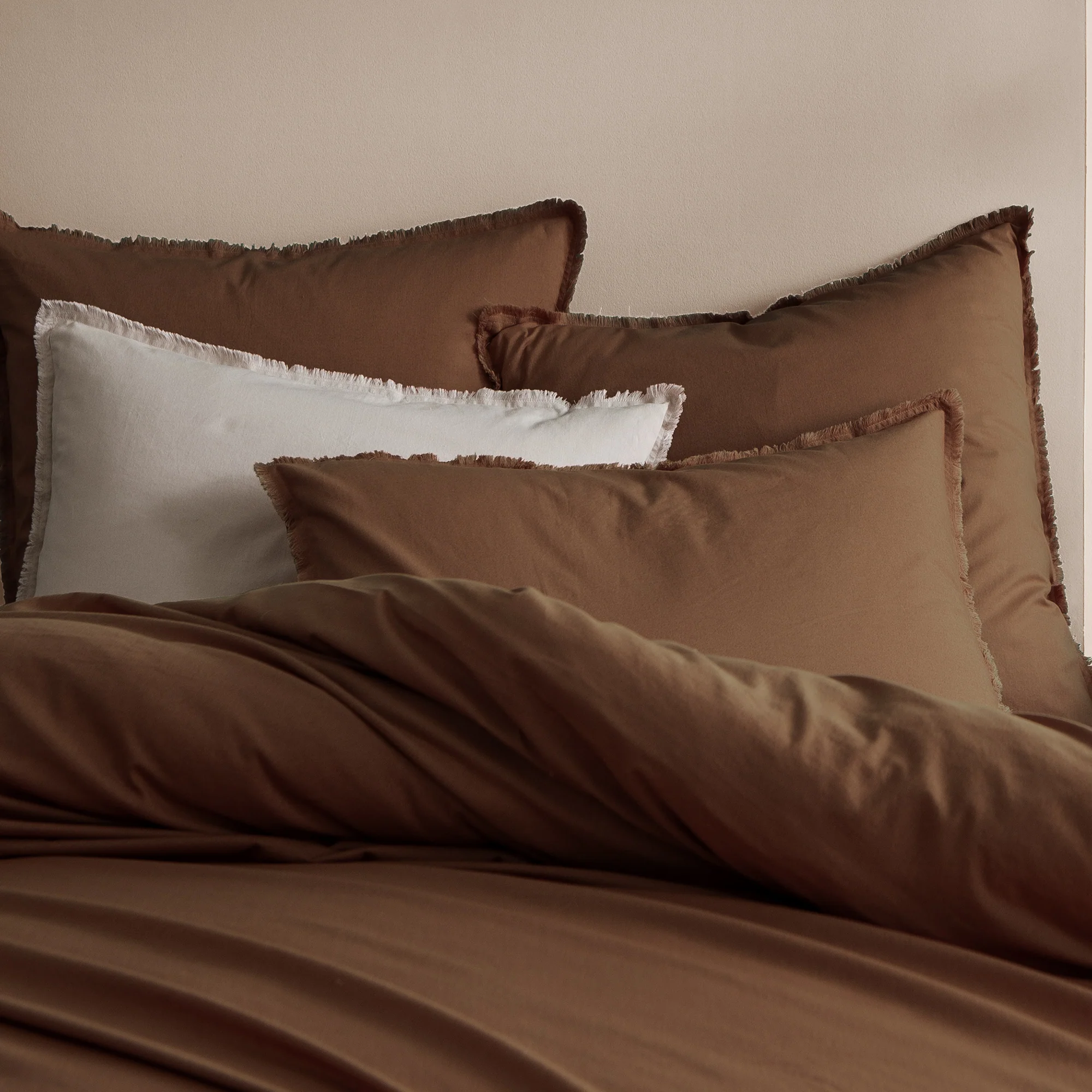 Housse De Couette Coton Lavé Chocolat - Image 3