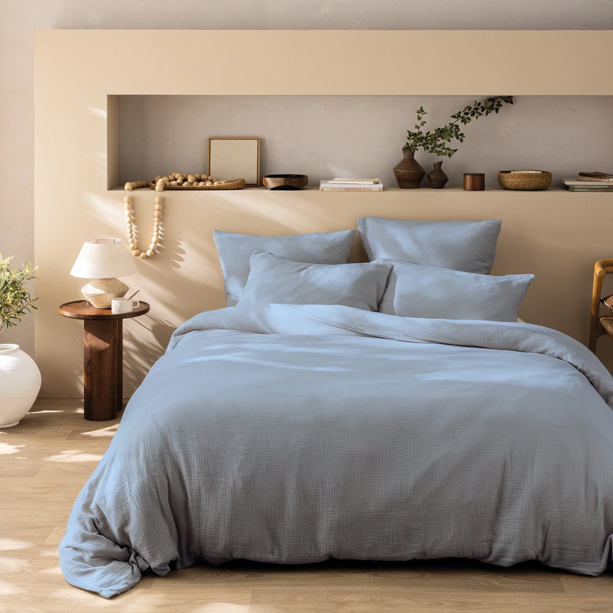 Housse De Couette Gaze De Coton Bleu Horizon - Image 2