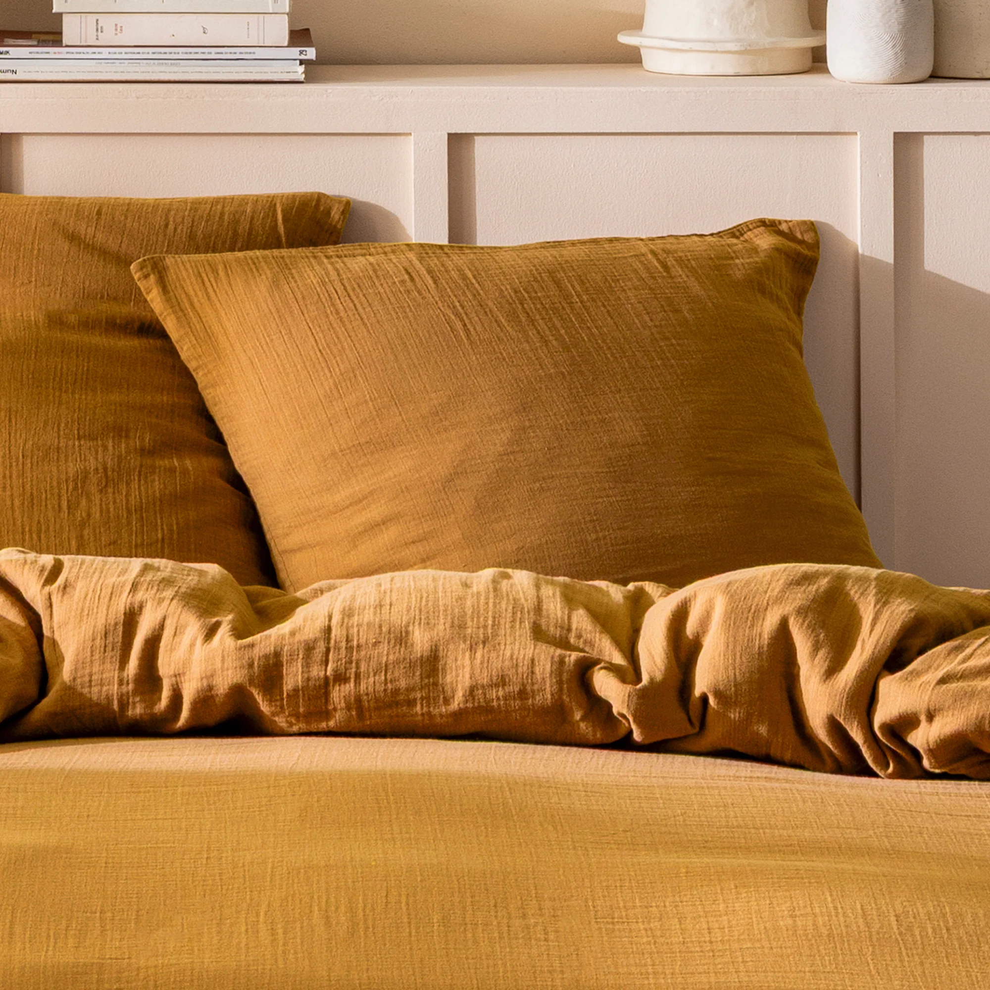 Housse De Couette Gaze De Coton Caramel - Image 4