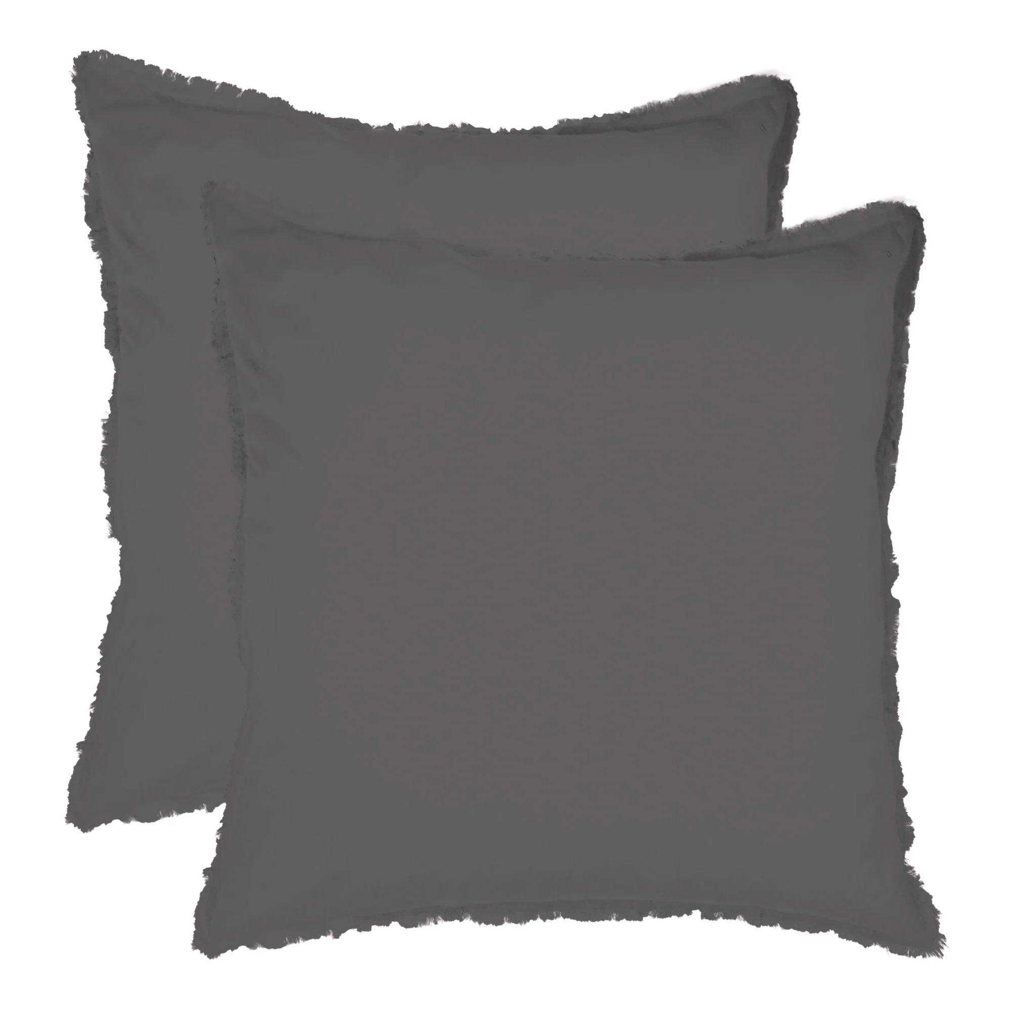Lot De 2 Taie D'Oreiller Coton Lavé Anthracite - Image 3