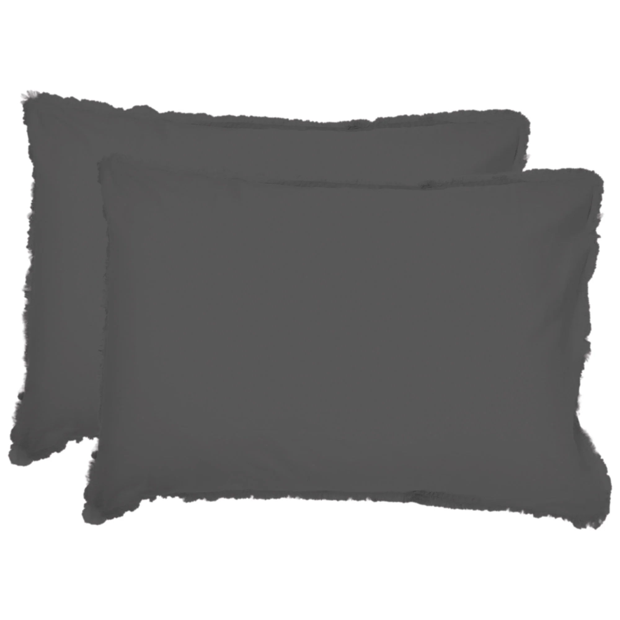 Lot De 2 Taie D'Oreiller Coton Lavé Anthracite - Image 4