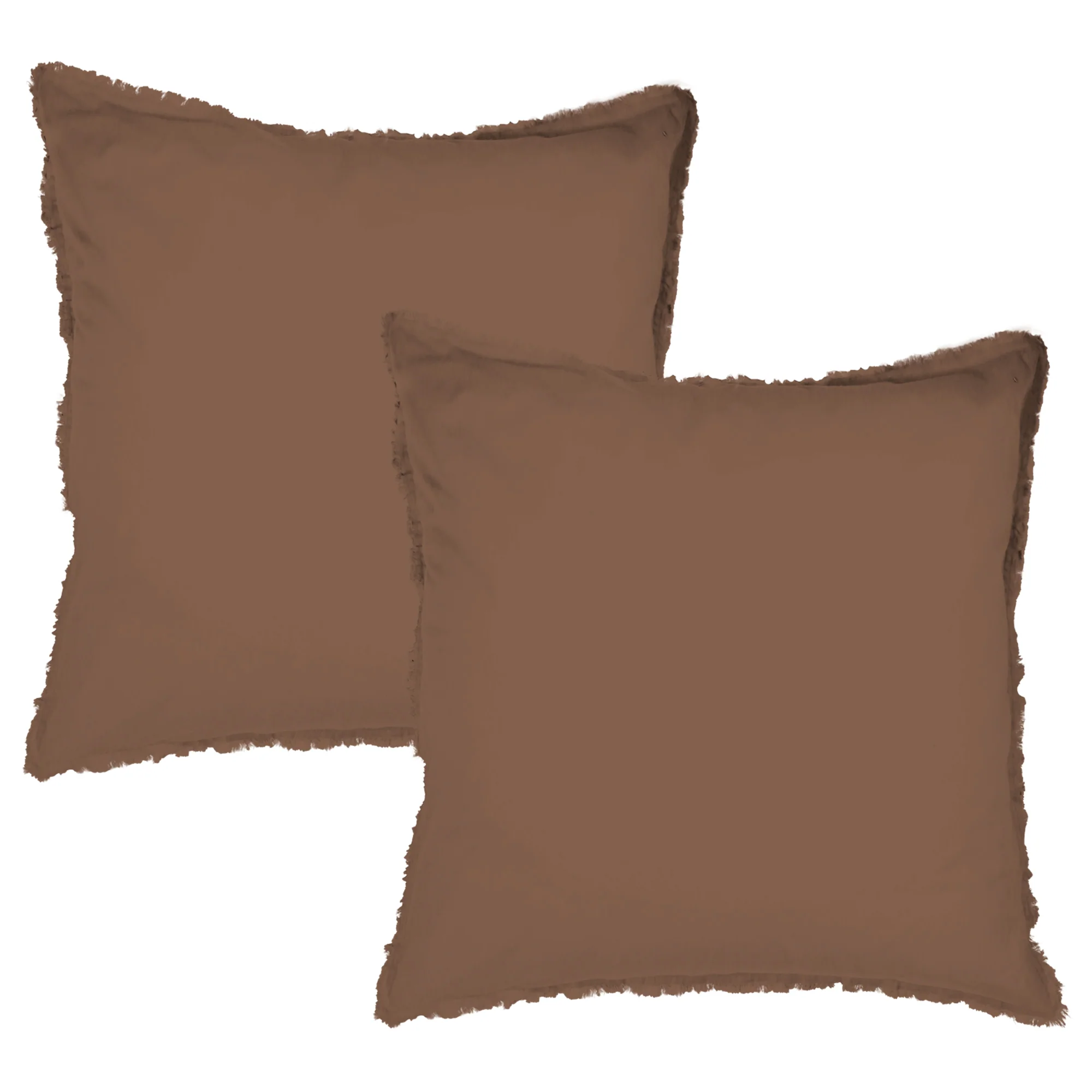 Lot De 2 Taie D'Oreiller Coton Lavé Chocolat - Image 3