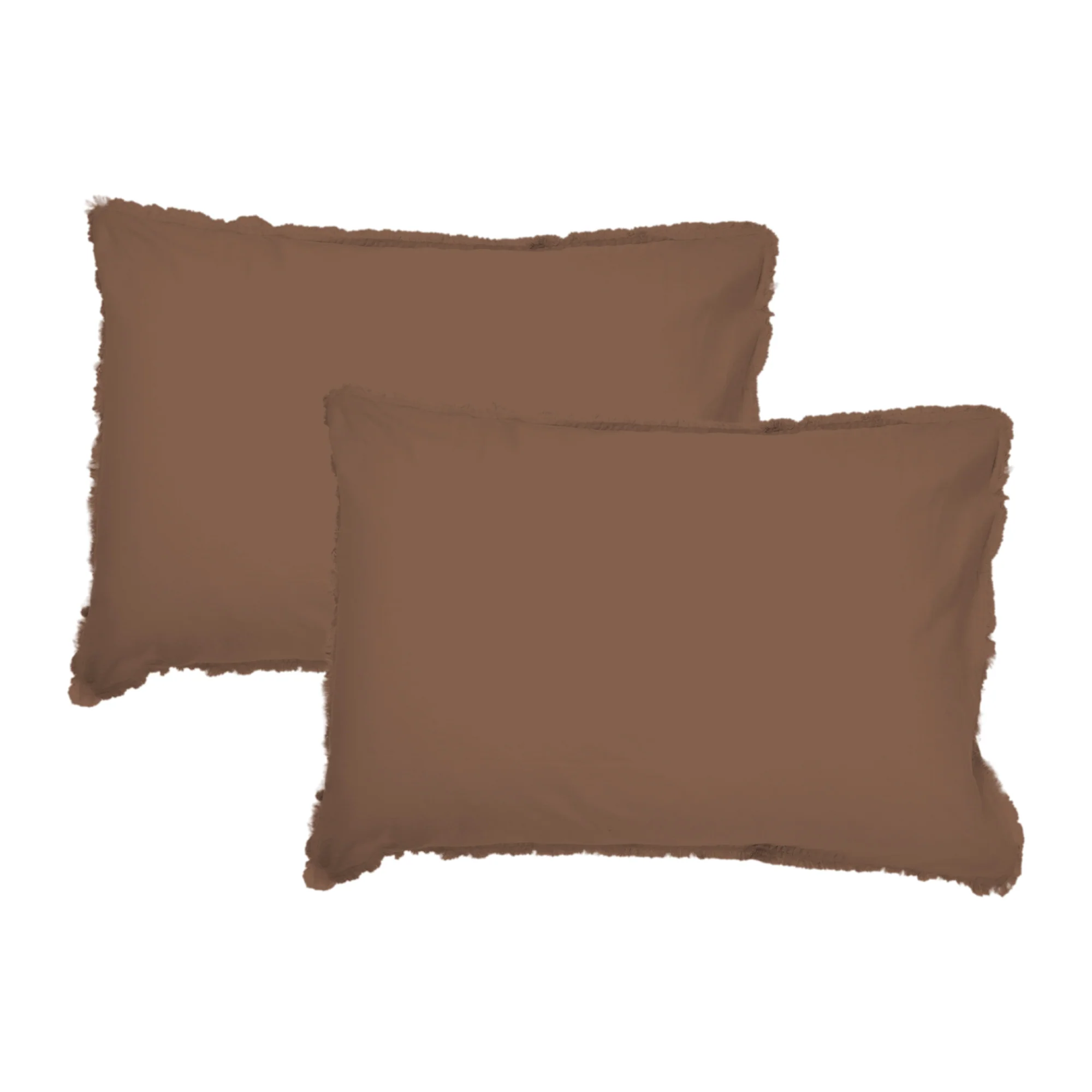 Lot De 2 Taie D'Oreiller Coton Lavé Chocolat - Image 4