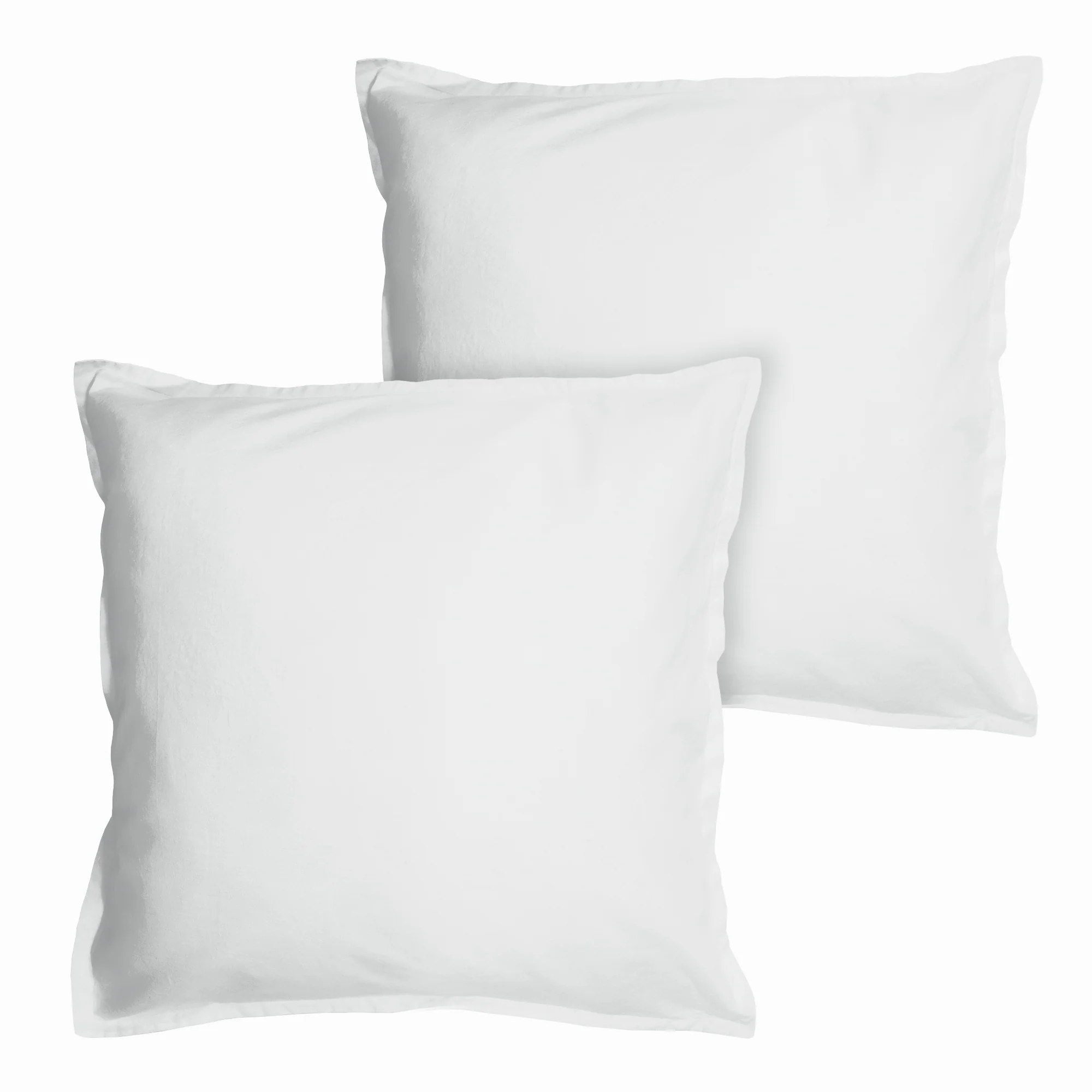 Lot De 2 Taie D'Oreiller Coton Lavé Volant Blanc - Image 3