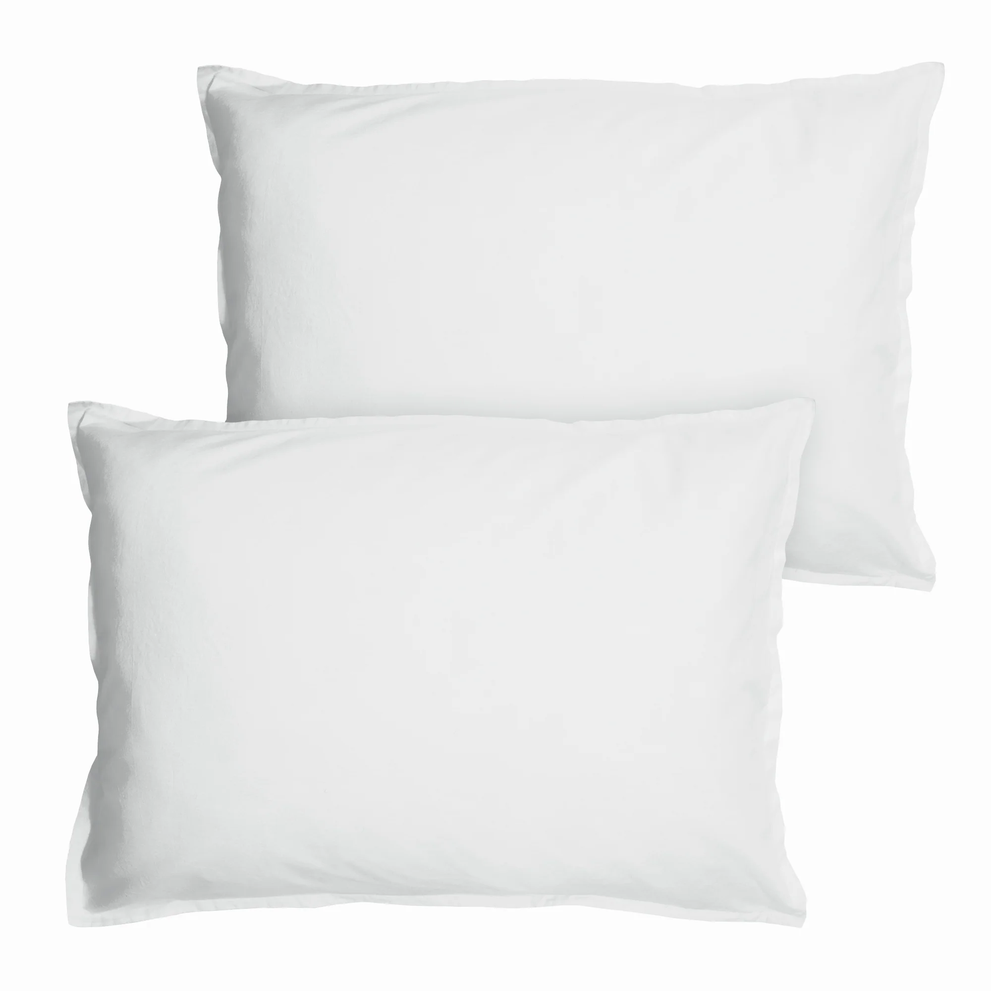 Lot De 2 Taie D'Oreiller Coton Lavé Volant Blanc - Image 4