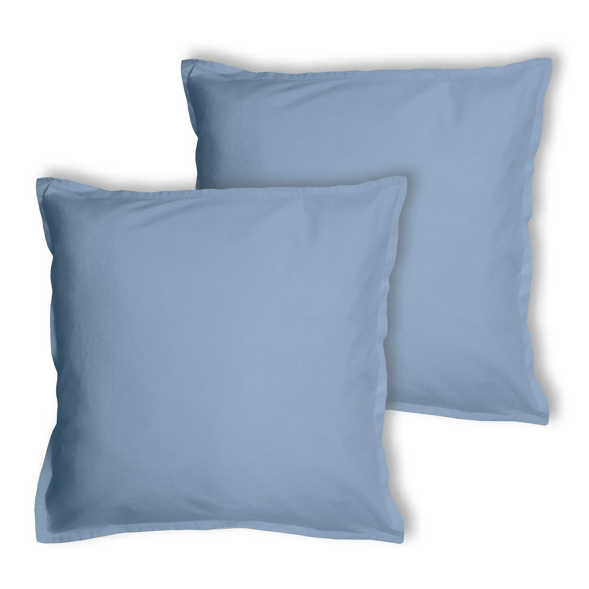 Lot De 2 Taie D'Oreiller Coton Lavé Volant Bleu Orage - Image 3