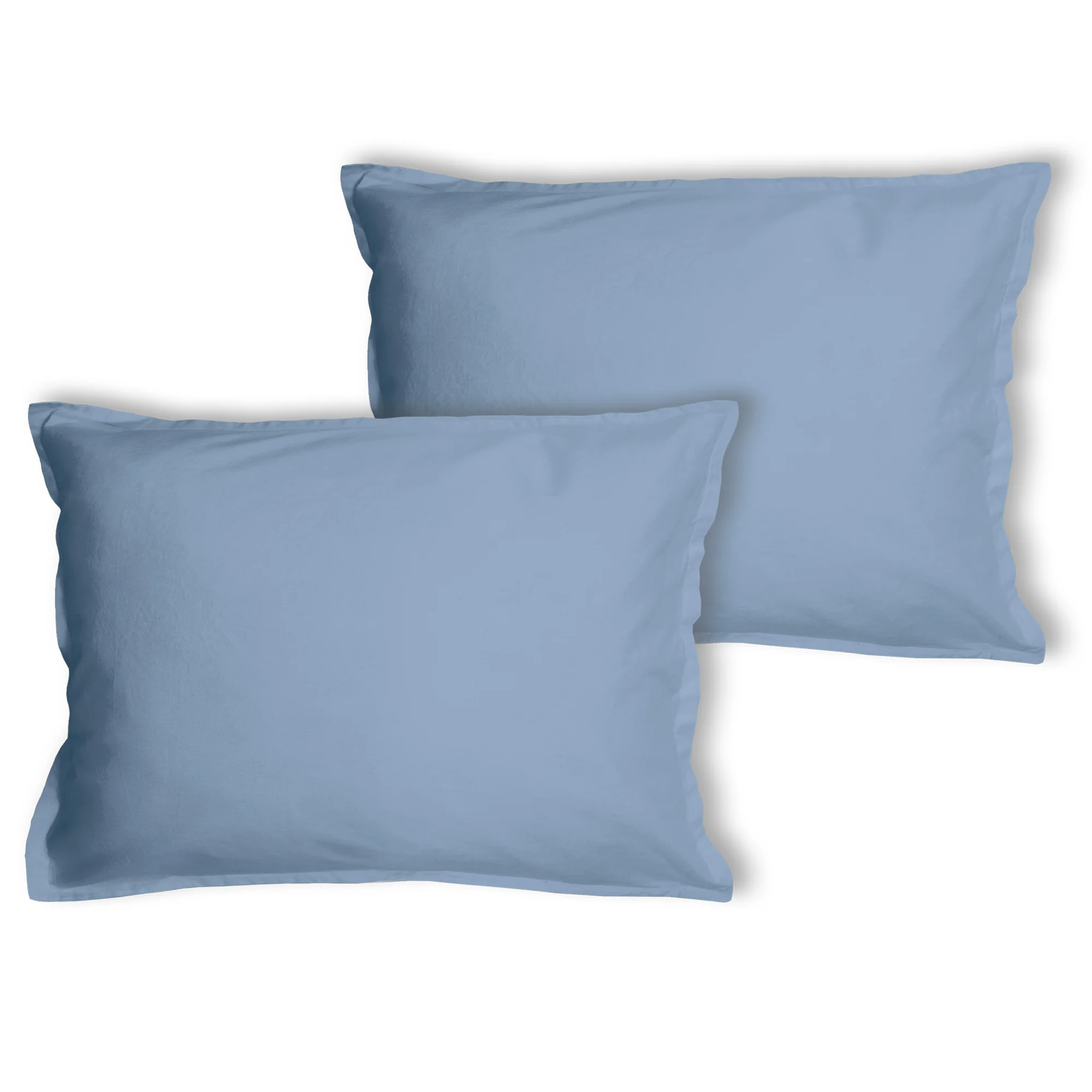 Lot De 2 Taie D'Oreiller Coton Lavé Volant Bleu Orage - Image 4