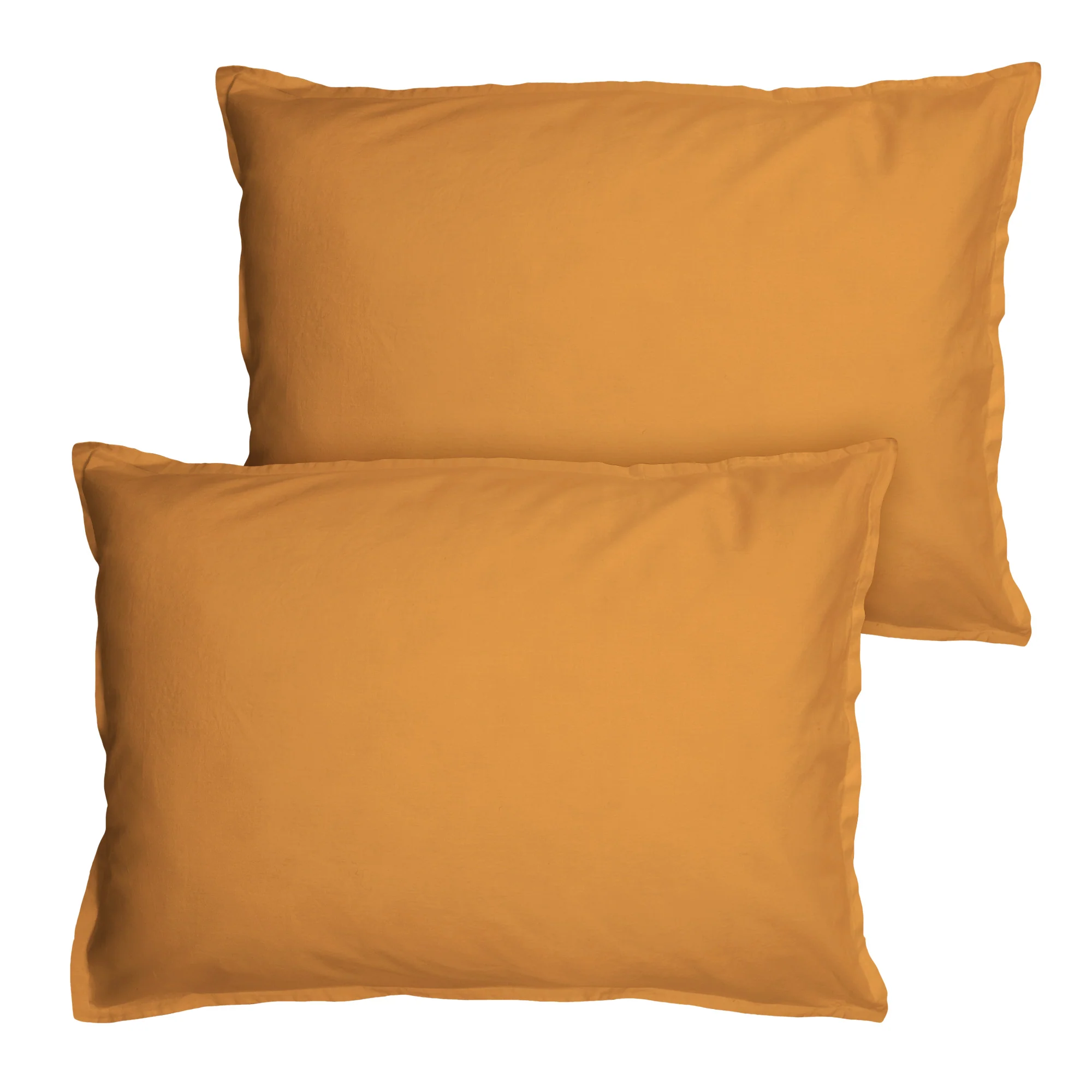 Lot De 2 Taie D'Oreiller Coton Lavé Volant Caramel - Image 4