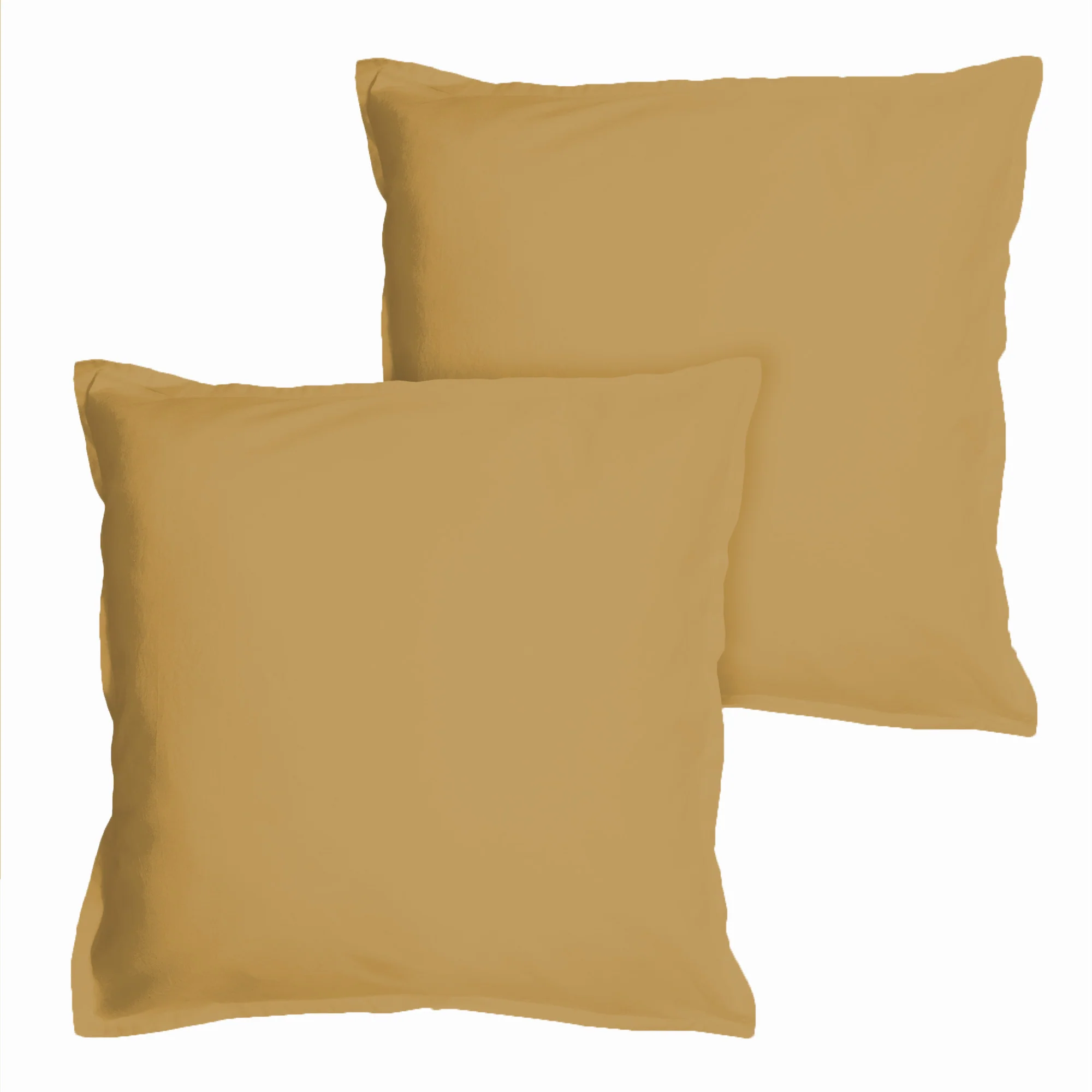 Lot De 2 Taie D'Oreiller Coton Lavé Volant Miel - Image 3