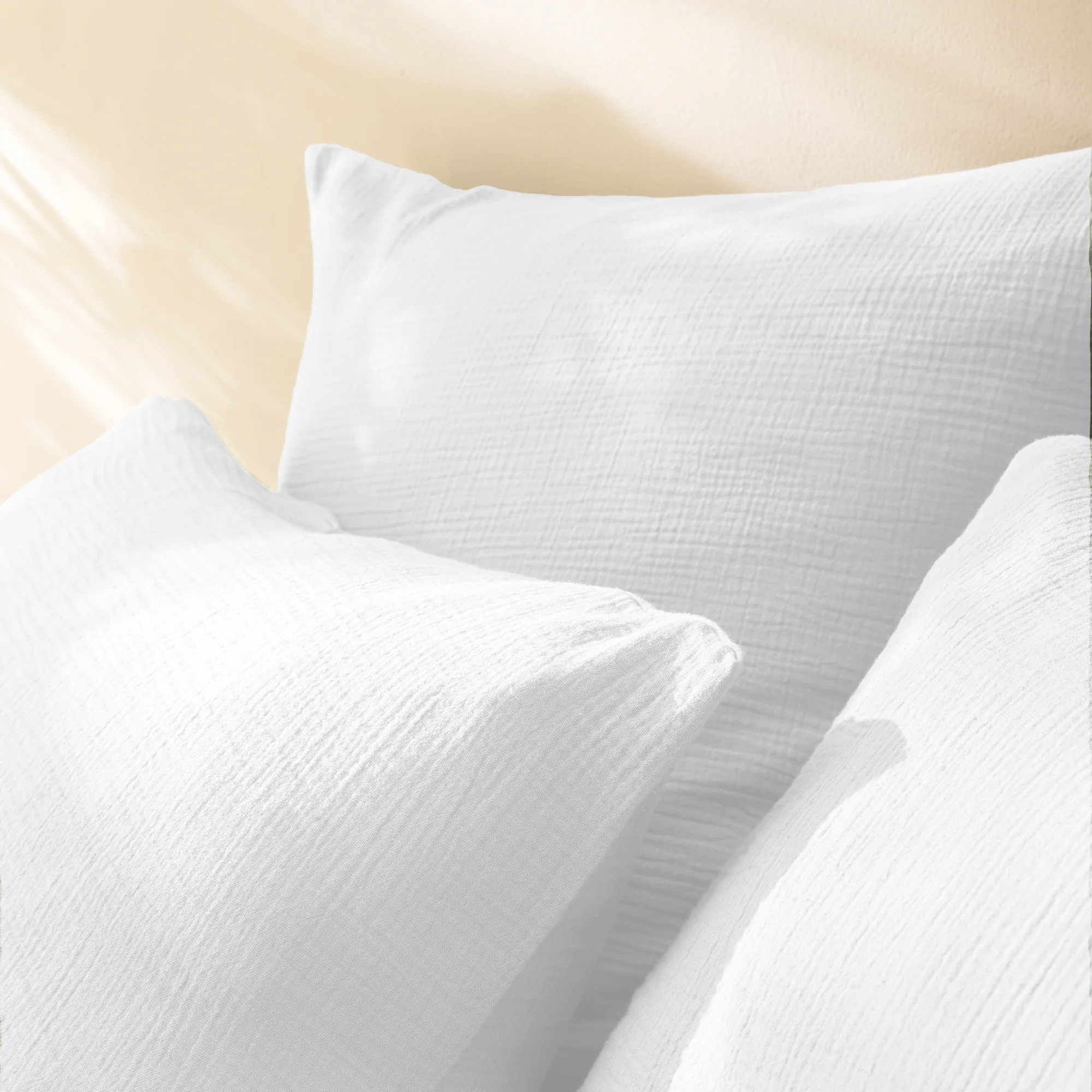 Lot De 2 Taies D'Oreiller Gaze De Coton Blanc - Image 2