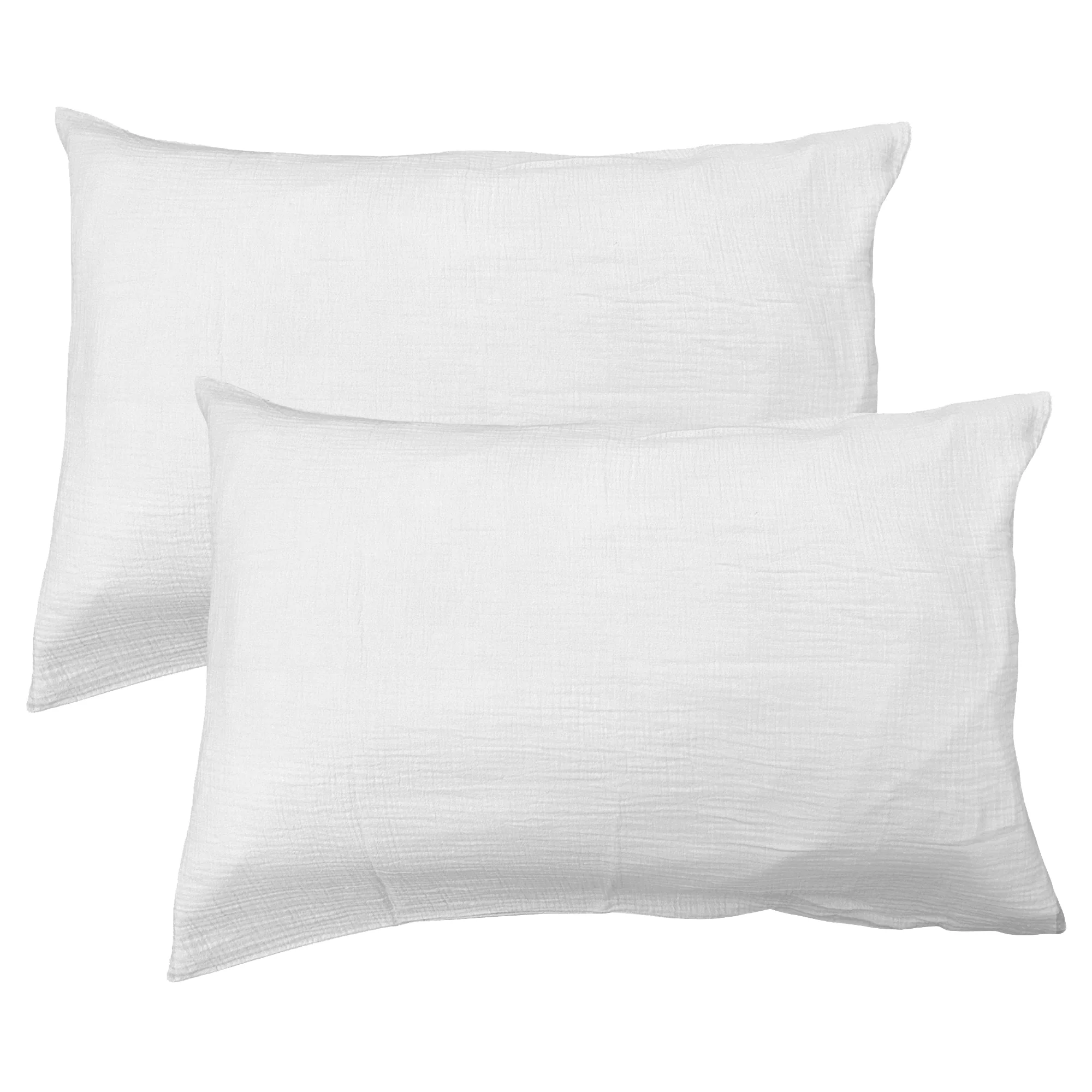 Lot De 2 Taies D'Oreiller Gaze De Coton Blanc - Image 4