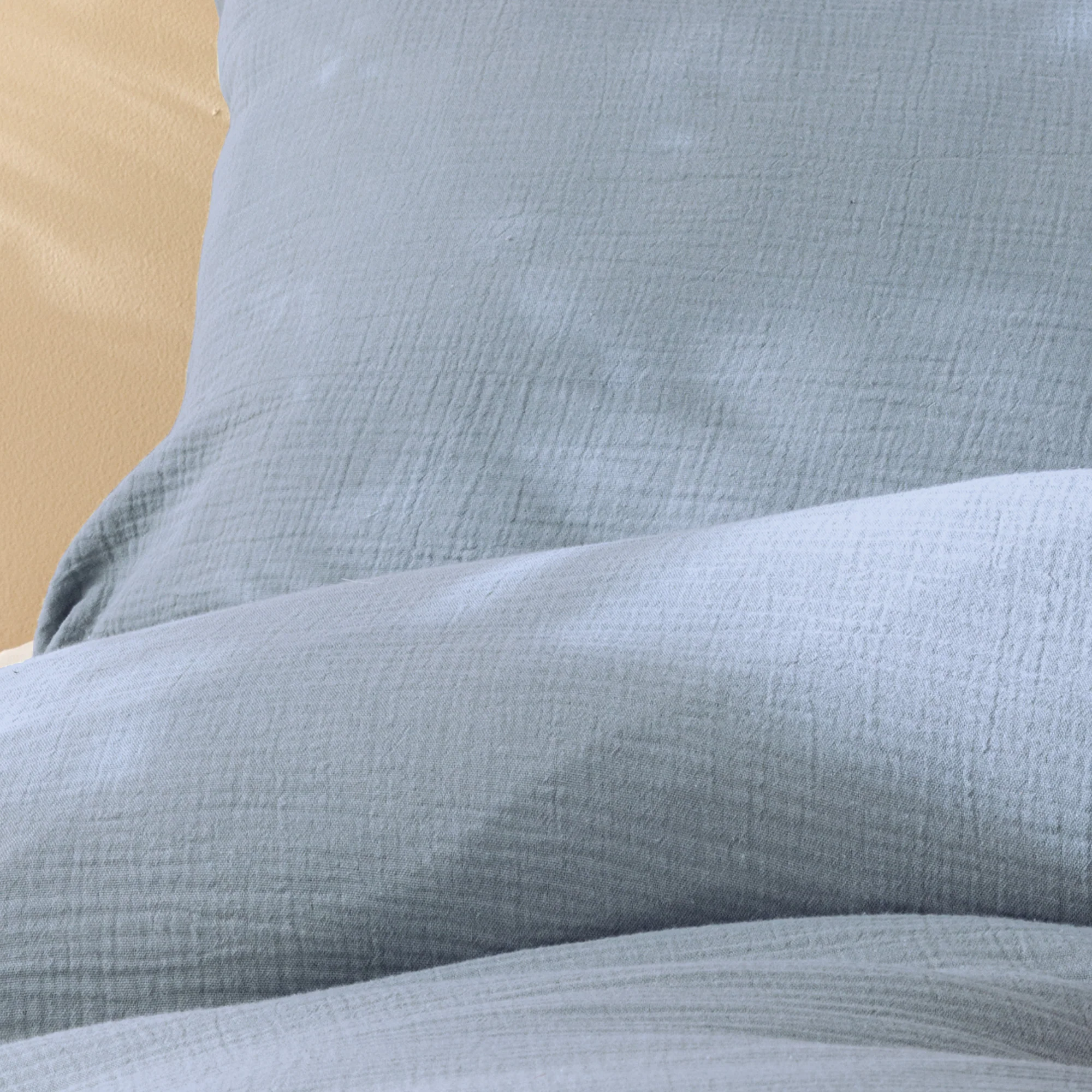 Lot De 2 Taies D'Oreiller Gaze De Coton Bleu Horizon - Image 2