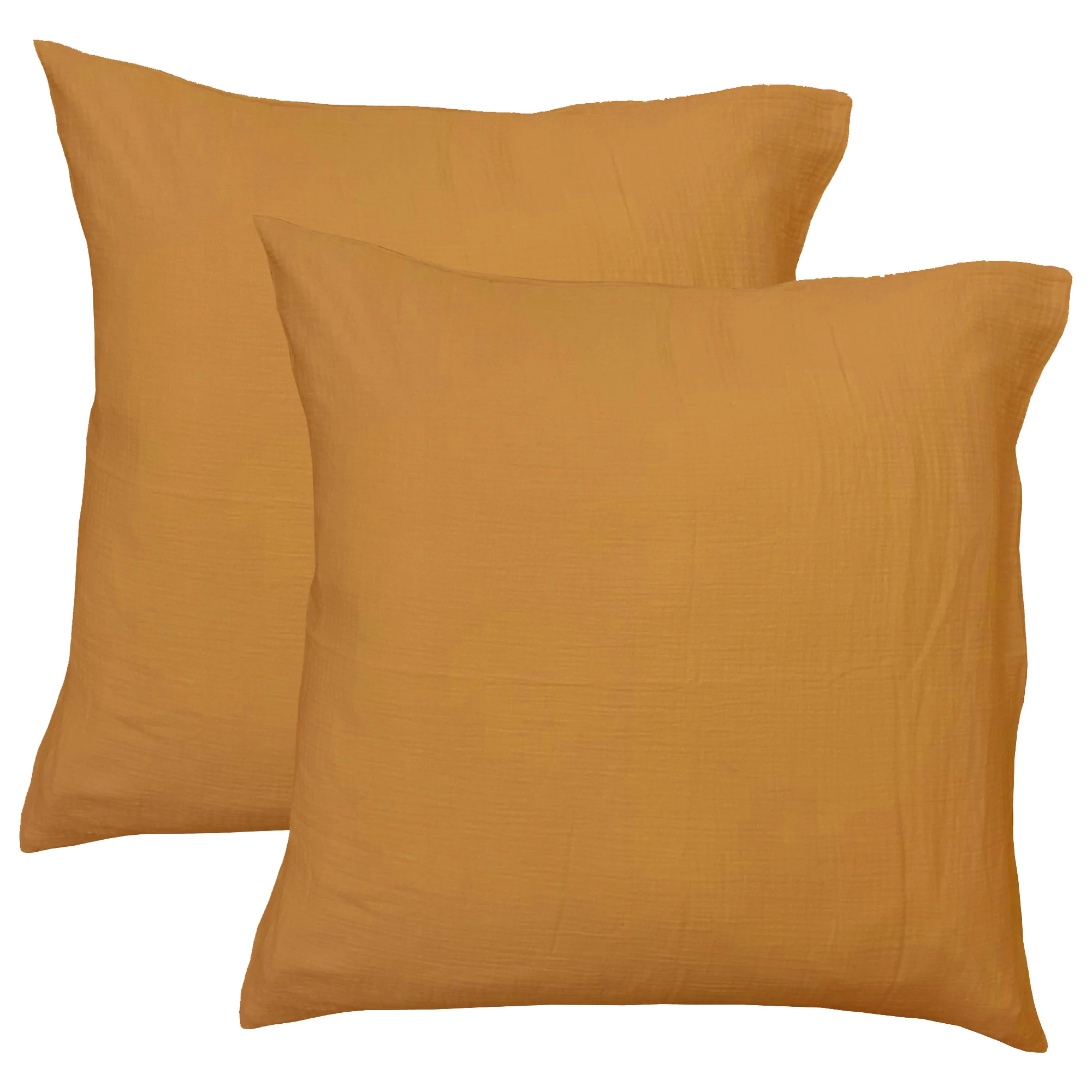 Lot De 2 Taies D'Oreiller Gaze De Coton Caramel - Image 2