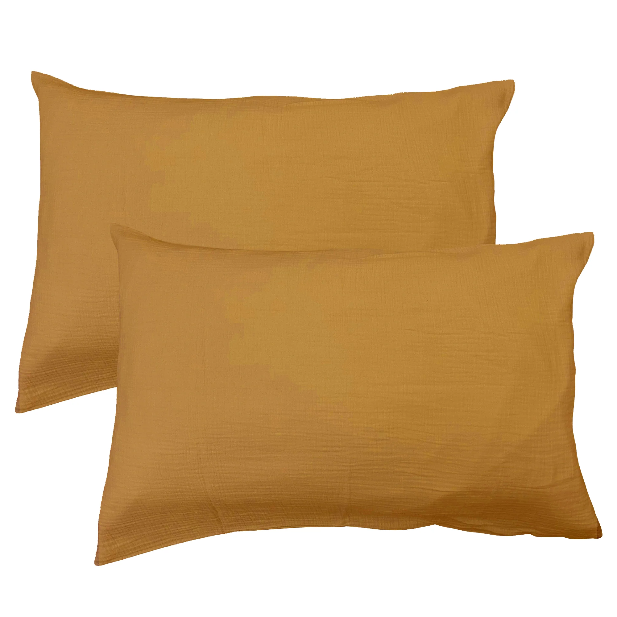 Lot De 2 Taies D'Oreiller Gaze De Coton Caramel - Image 3