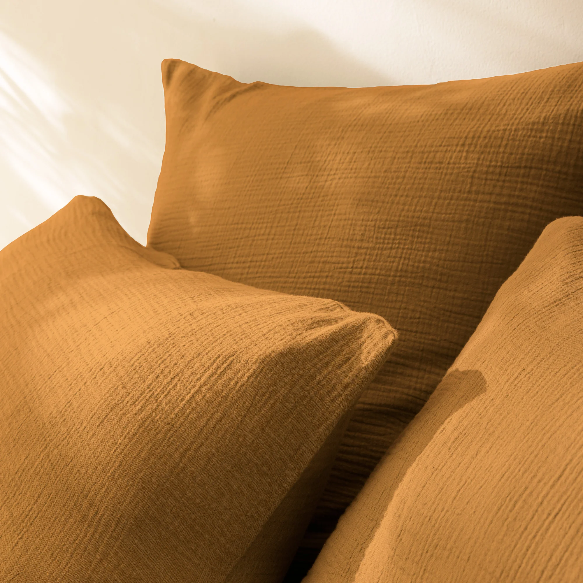 Lot De 2 Taies D'Oreiller Gaze De Coton Caramel - Image 5