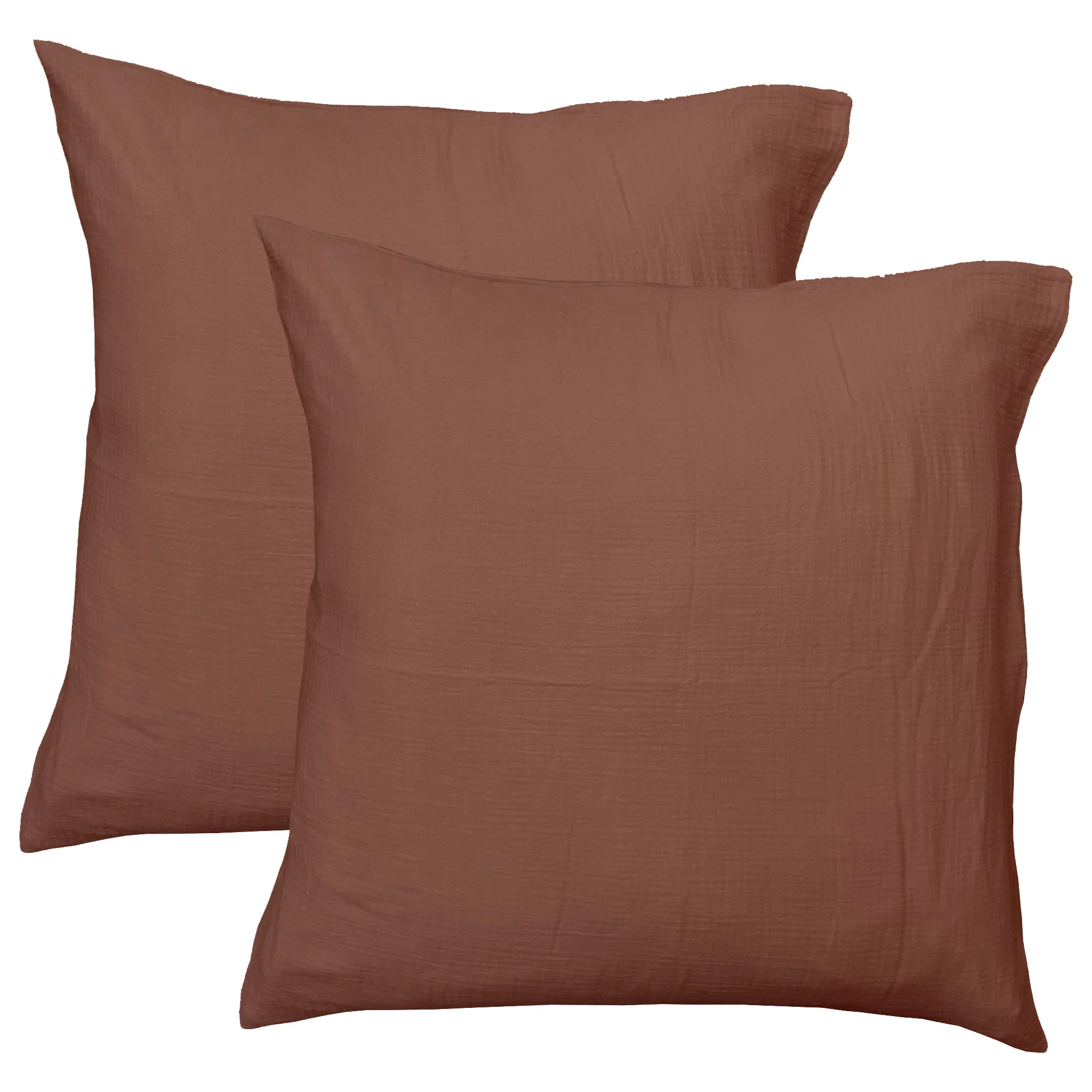 Lot De 2 Taies D'Oreiller Gaze De Coton Chocolat - Image 2