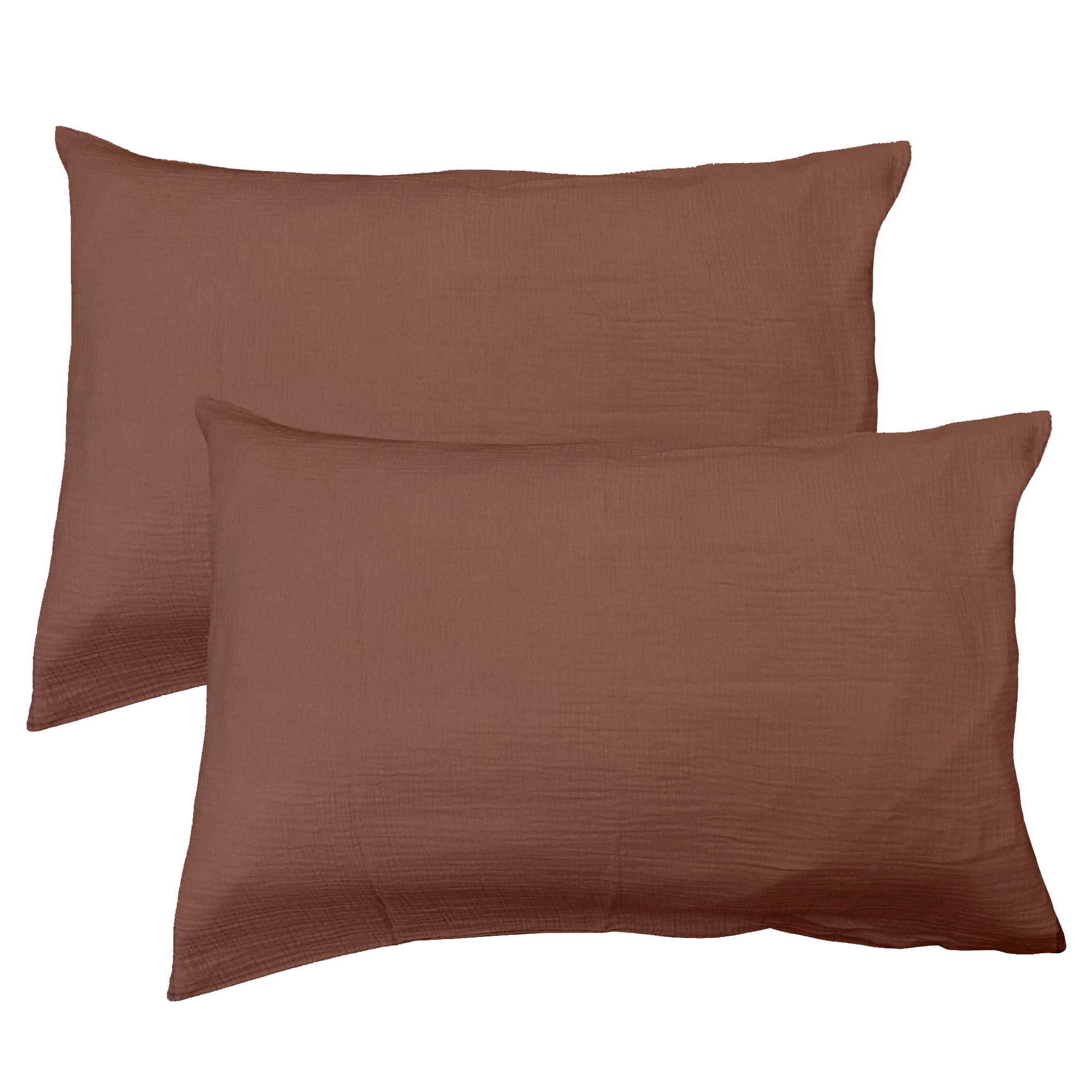 Lot De 2 Taies D'Oreiller Gaze De Coton Chocolat - Image 3