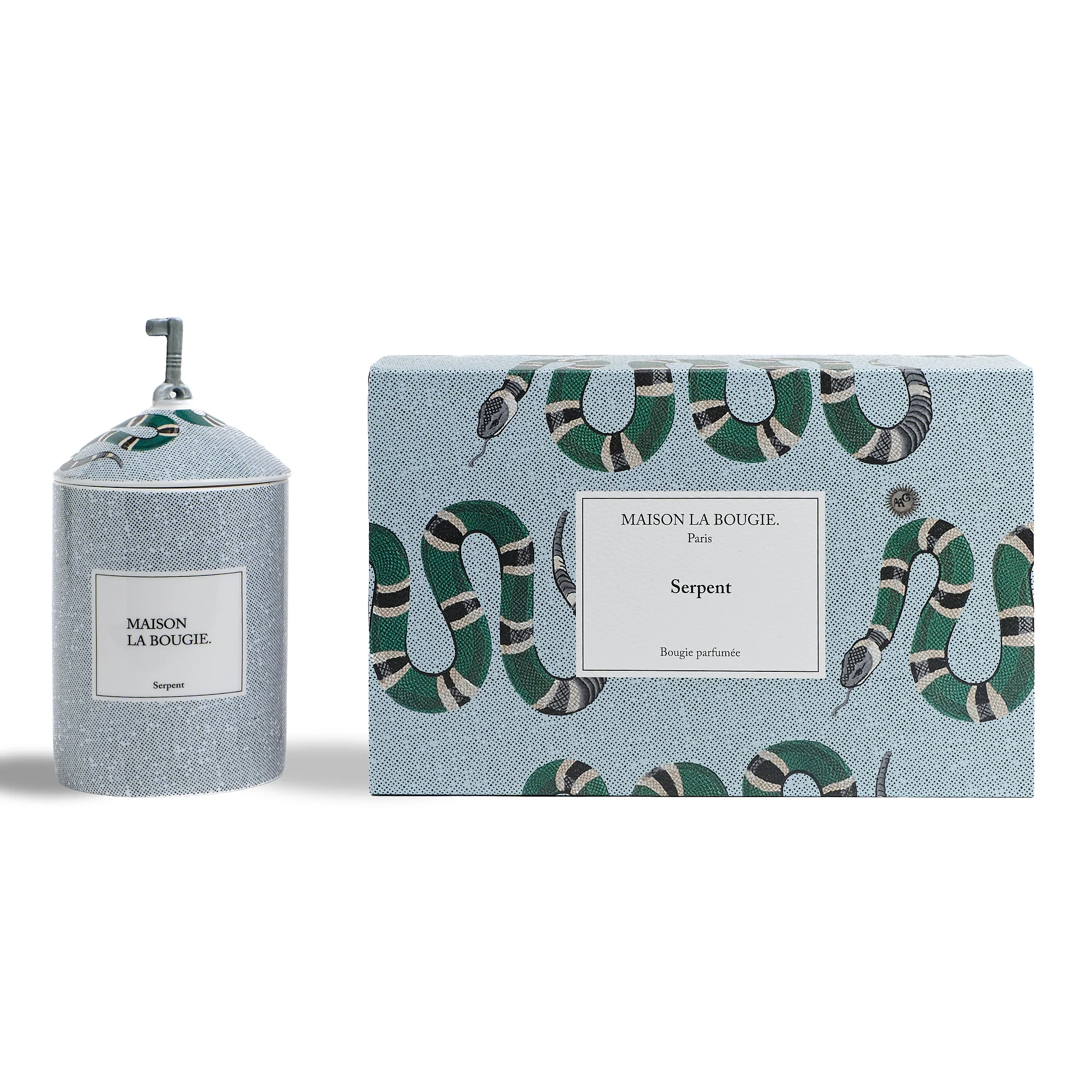 Bougie Serpent - Bleu & Vert - Musc & Fleurs - Image 3