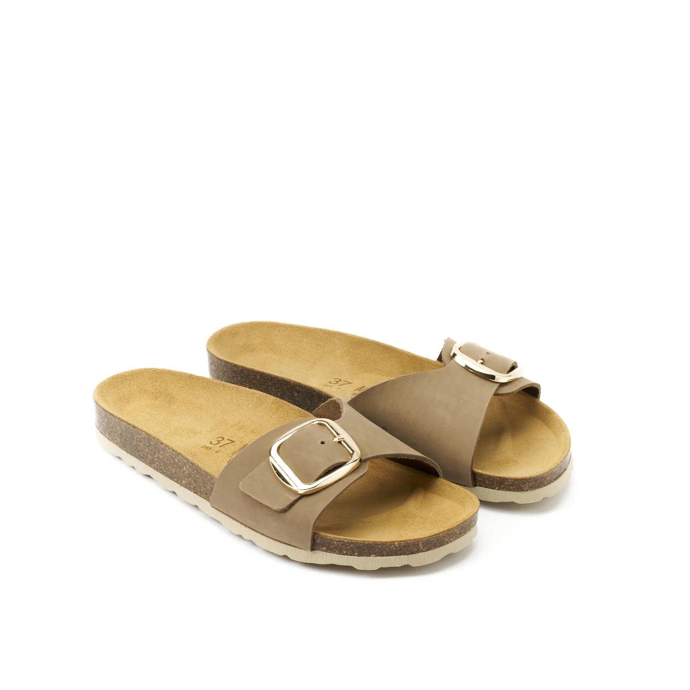 Sabots Agata Big Buckle Nubuck Taupe - Femme - Image 4