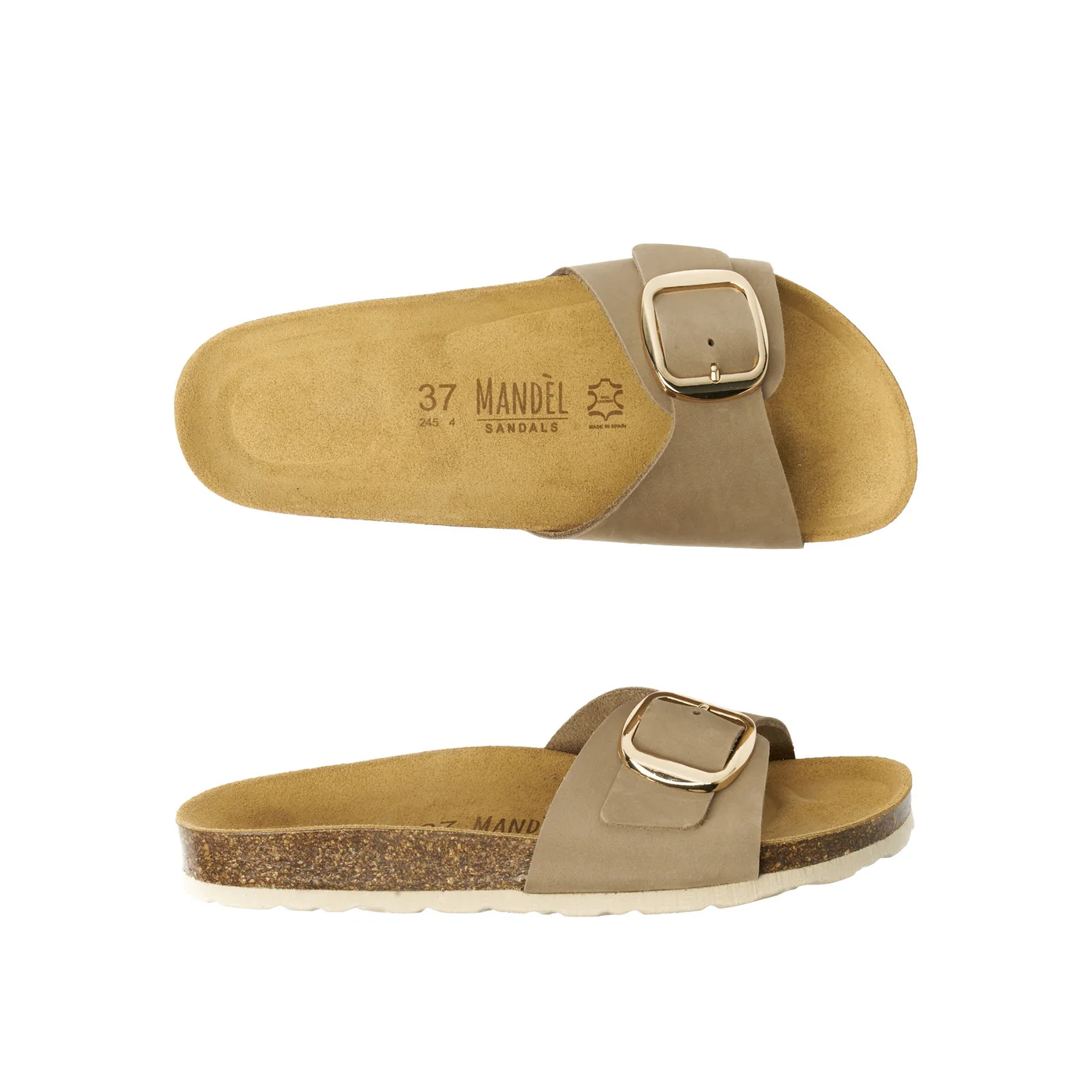 Sabots Agata Big Buckle Nubuck Taupe - Femme - Image 6