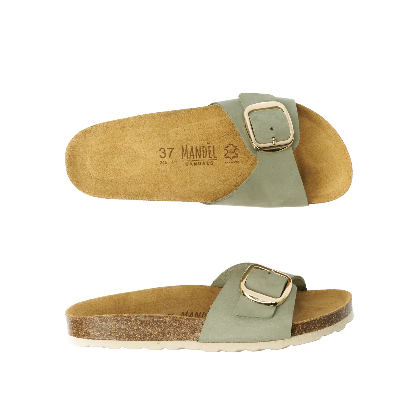 Sabots Agata Big Buckle Nubuck Olive Green - Femme - Image 6