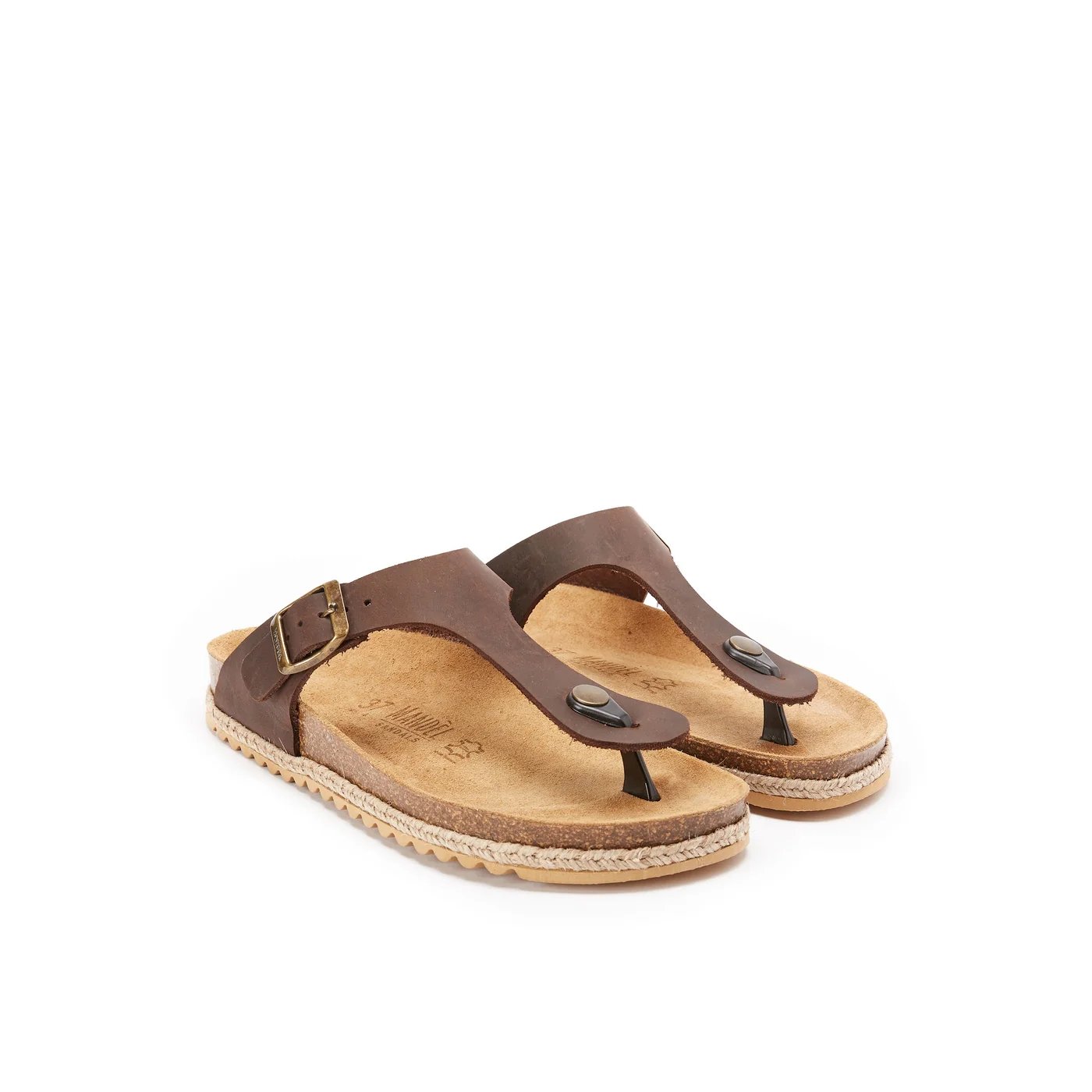 Tongs Blanca Oiled Leather Dark Brown - Femme - Image 3