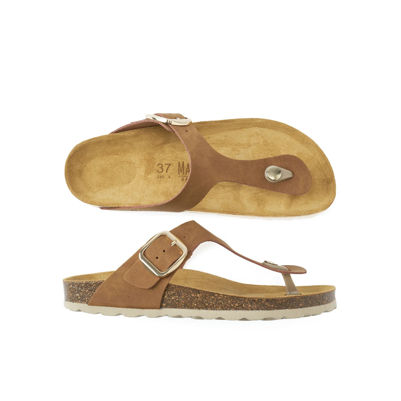 Tongs Blanca Big Buckle Cognac Brown - Femme - Image 5