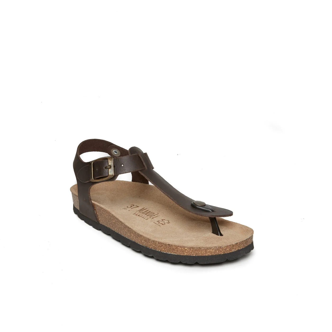 Tongs Leon Oiled Leather Dark Brown - Femme - Image 2