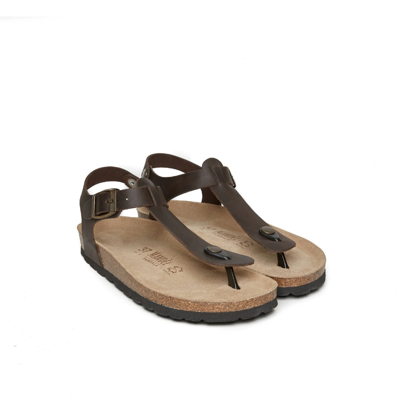 Tongs Leon Oiled Leather Dark Brown - Femme - Image 3