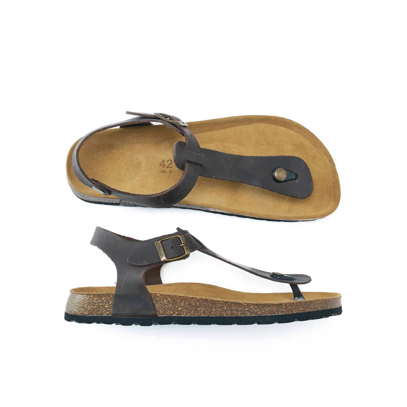 Tongs Leon Oiled Leather Dark Brown - Homme - Image 5