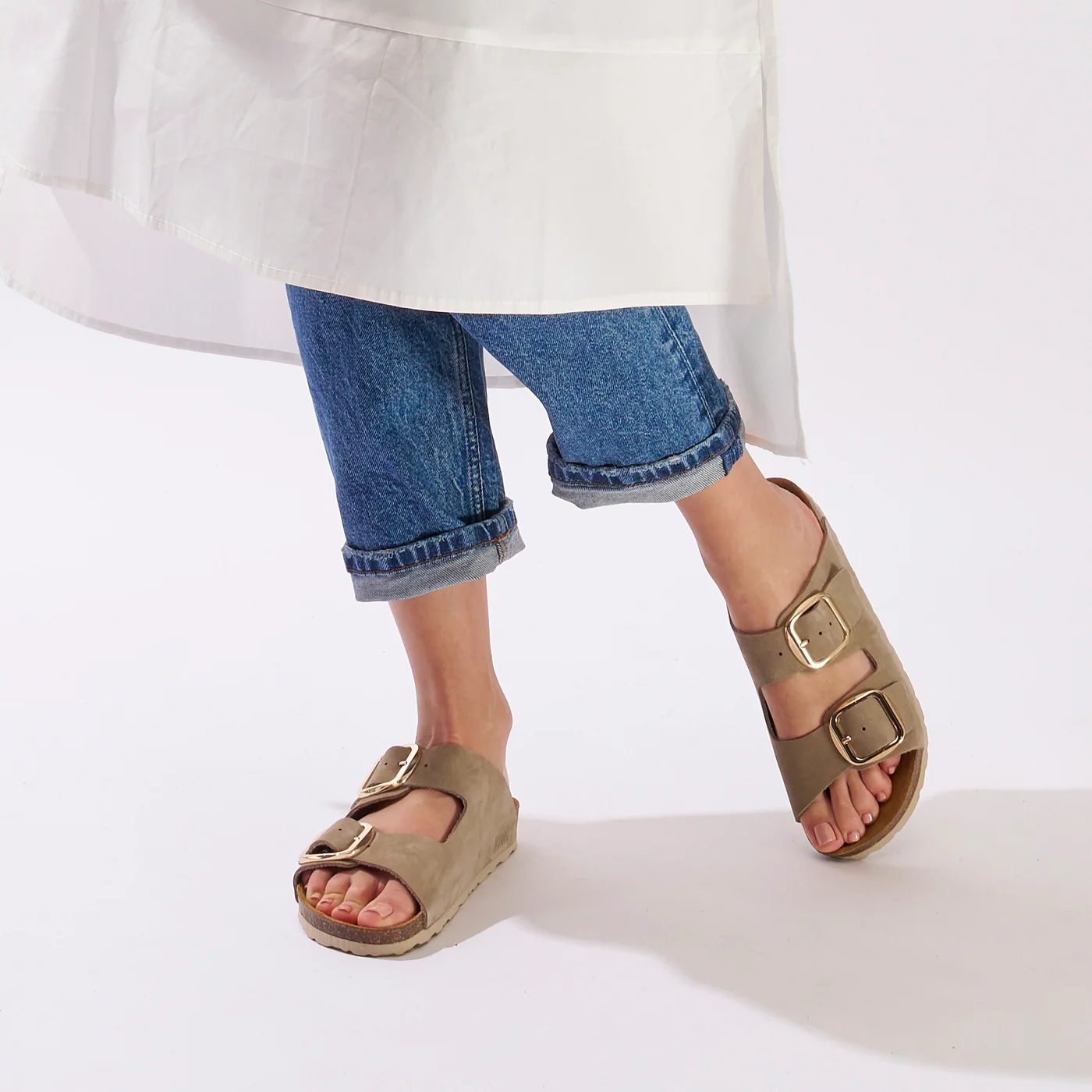 Alberto Big Buckle Nubuck Taupe - Femme - Image 6