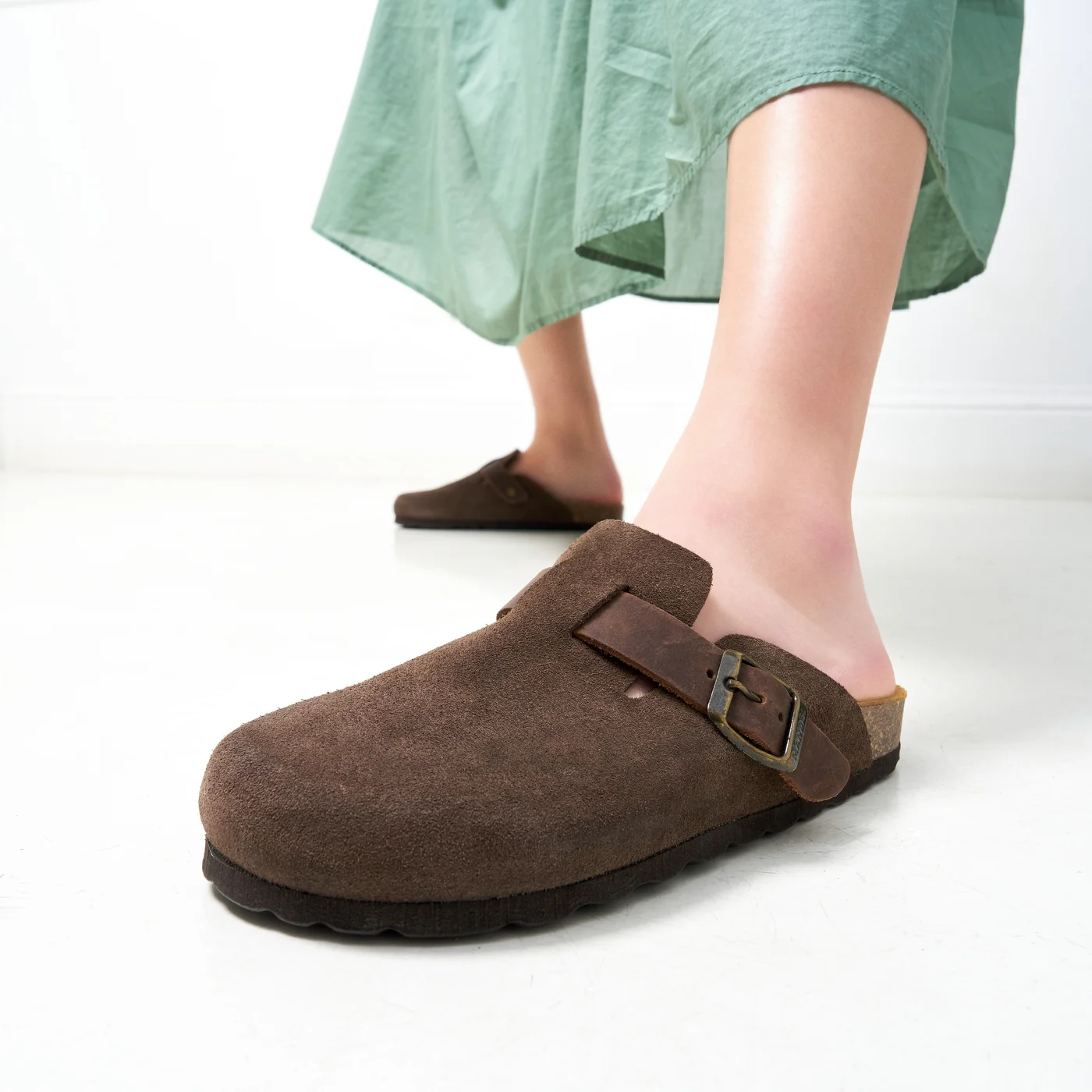 Sabots Noe Suede Maron Brown - Femme