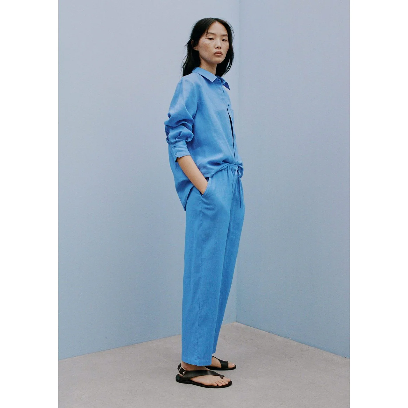 Pantalon Linen - Bleu - Image 8