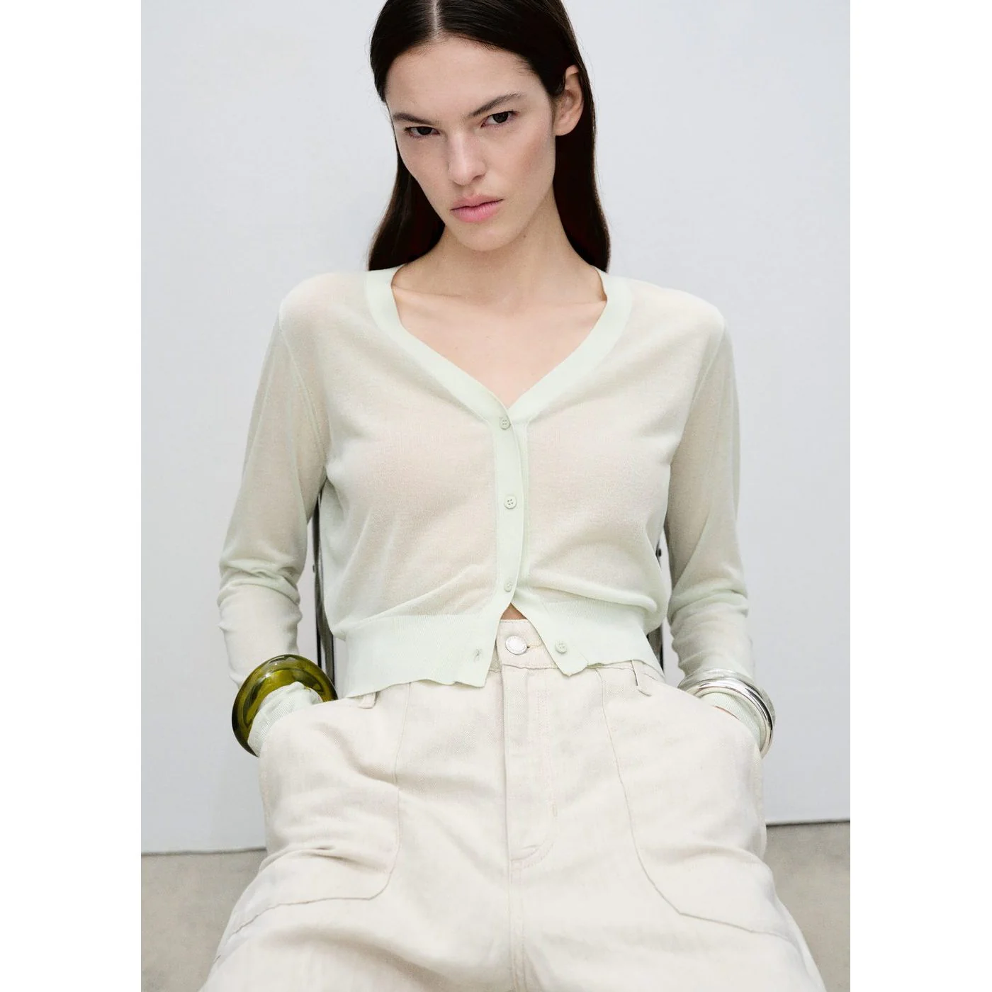 Cardigan Transpar - Vert D'Eau - Image 2
